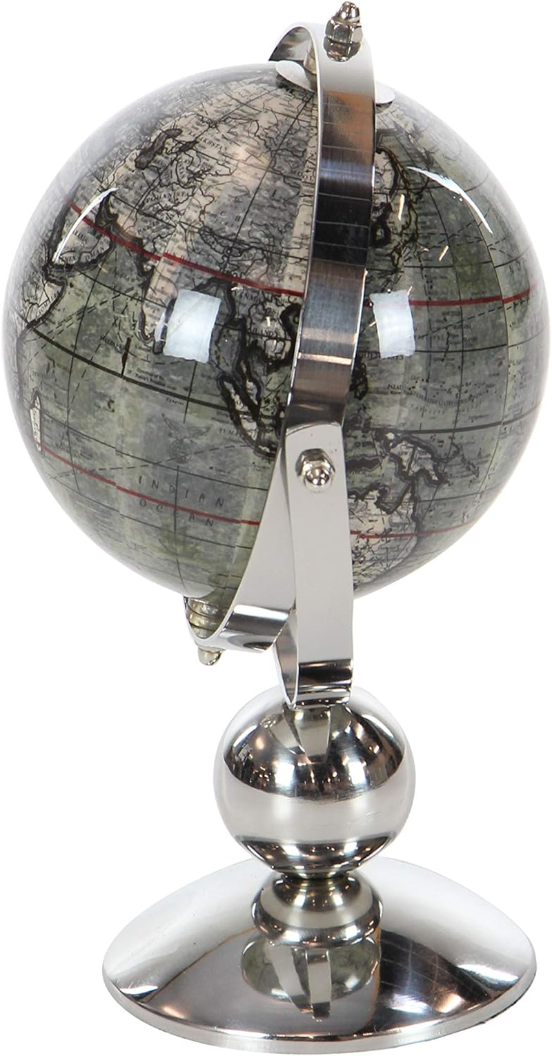 Deco 79 Stainless Steel Globe, 8" X 5" X 9", Silver image number 4