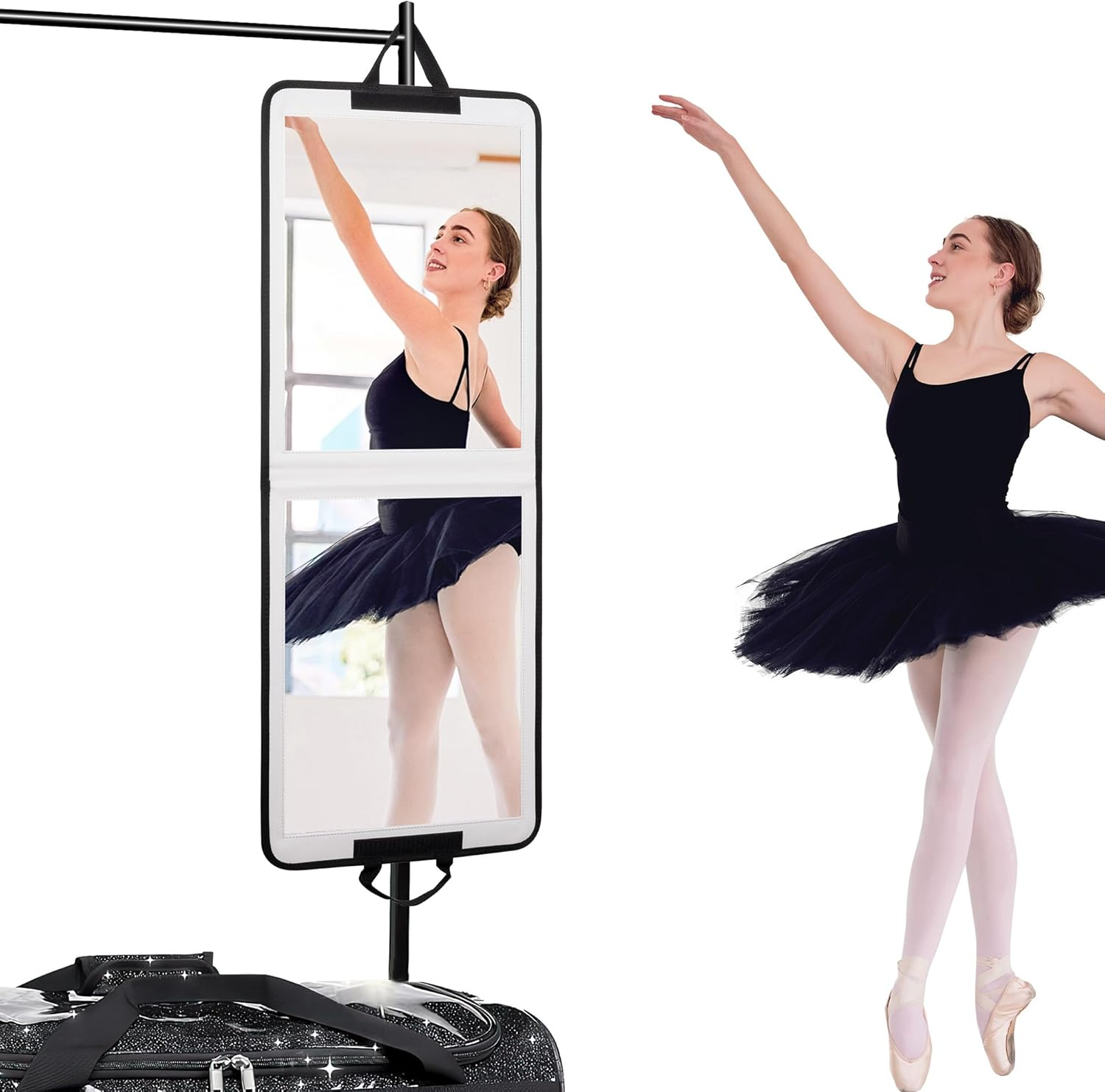 LPHUMEX Foldable Full Length Travel Mirror &ndash; 33&rdquo; Portable Shatterproof Hanging Mirror, Folding Full Length Travel Makeup Mirror for Camping, RV & Small Spaces