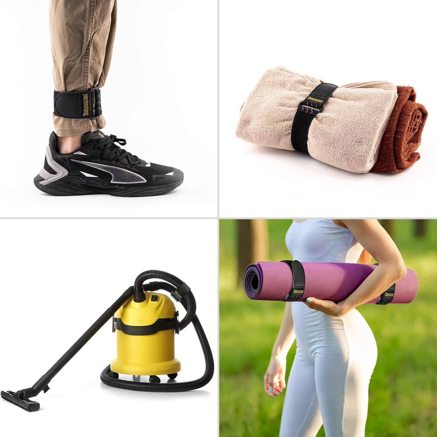 Trilancer Elastic Cinch Straps with Anti-Slip Strips, 3 Size Combo(5-Pack) Heavy Duty Hook and Loop Storage Straps for Extension Cords, Cables, Ropes, Hoses, Bike, RV, Pant Garters,Garage Organization image number 6