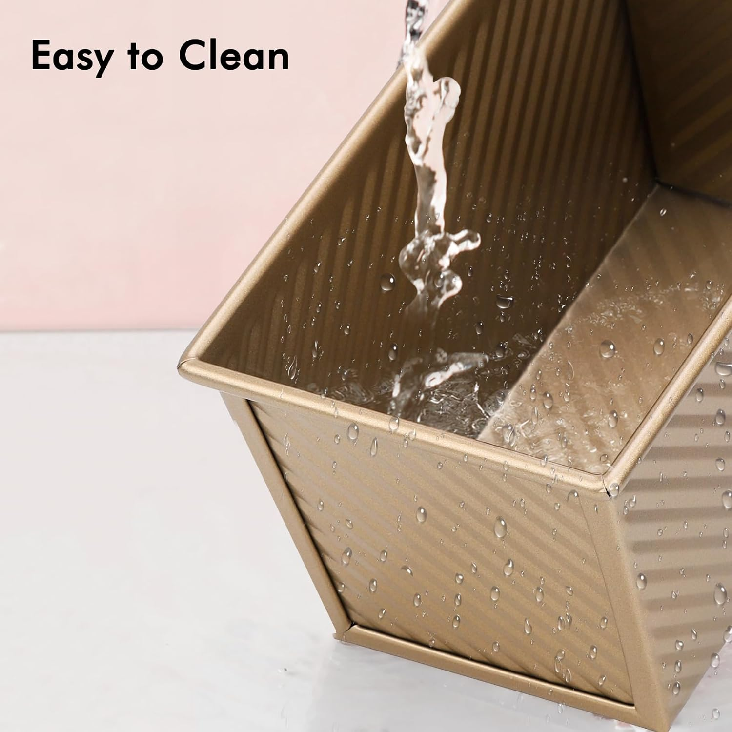 Beasea Pullman Loaf Pan 2 Pack, 1 Lb Non-Stick Bread Pan with Lid Carbon Steel Gold Toast Box Mold with Cover for Bakeware Bread, Baking Tools for Oven Baking image number 3