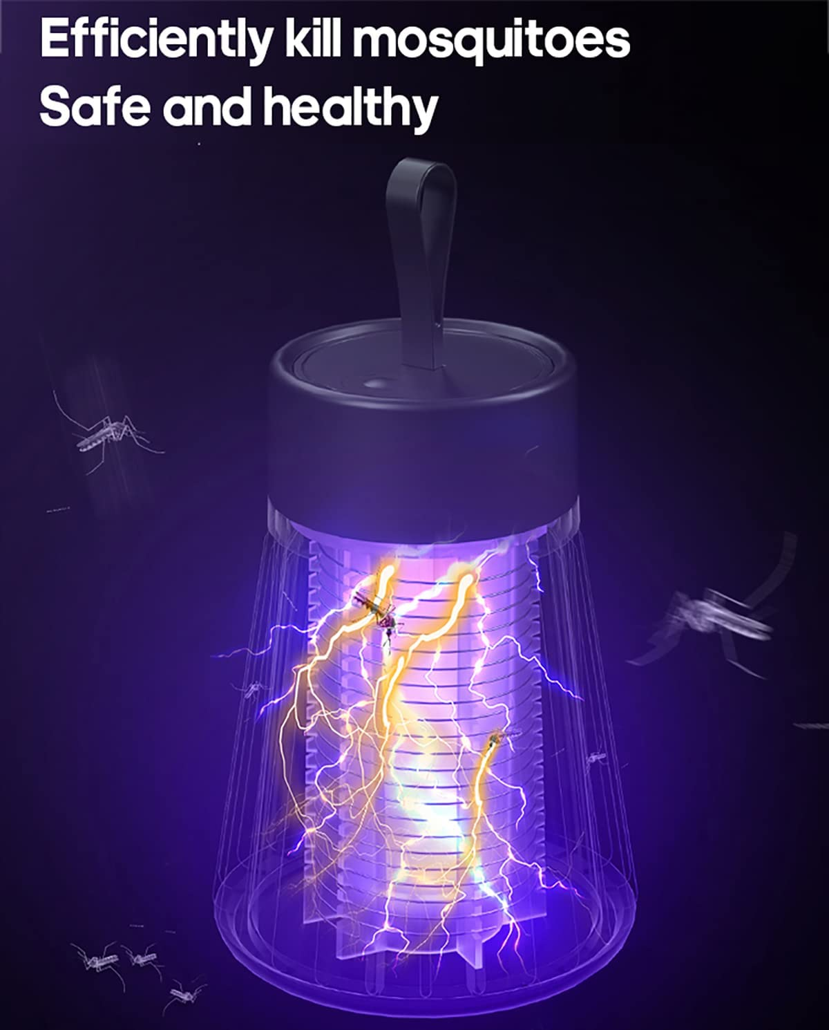 Uandhome LED Mosquito Catcher Lamp, Rechargeable Electric Mosquito & Fly Zapper Portable Indoor & Outdoor Mosquito Killer Lamp Bug Zapper Insect Repellent, Pest Control Trap image number 4