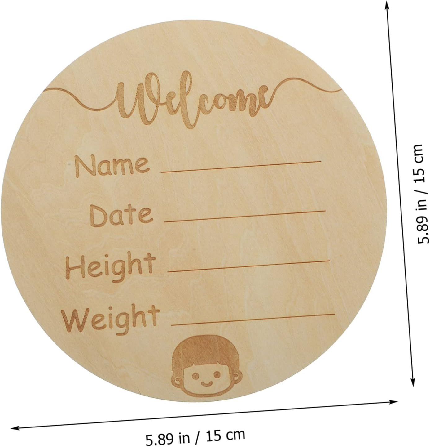 Wooden Arrival Sign round Birth Announcement Name Sign for Newborn Welcome Home Decor image number 3