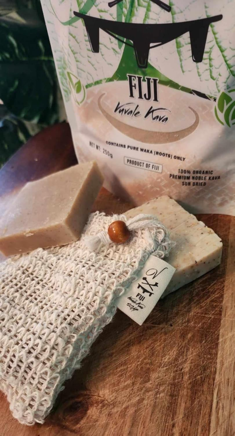 Kava-Nish Soap: Dual-Action Care for Every Skin Type Two Bars, One for Exfoliation, One for Silky Softness&mdash;Plus a Natural Sisal Pouch for the Perfect Cleanse. Embrace the Essence of Calm! image number 1