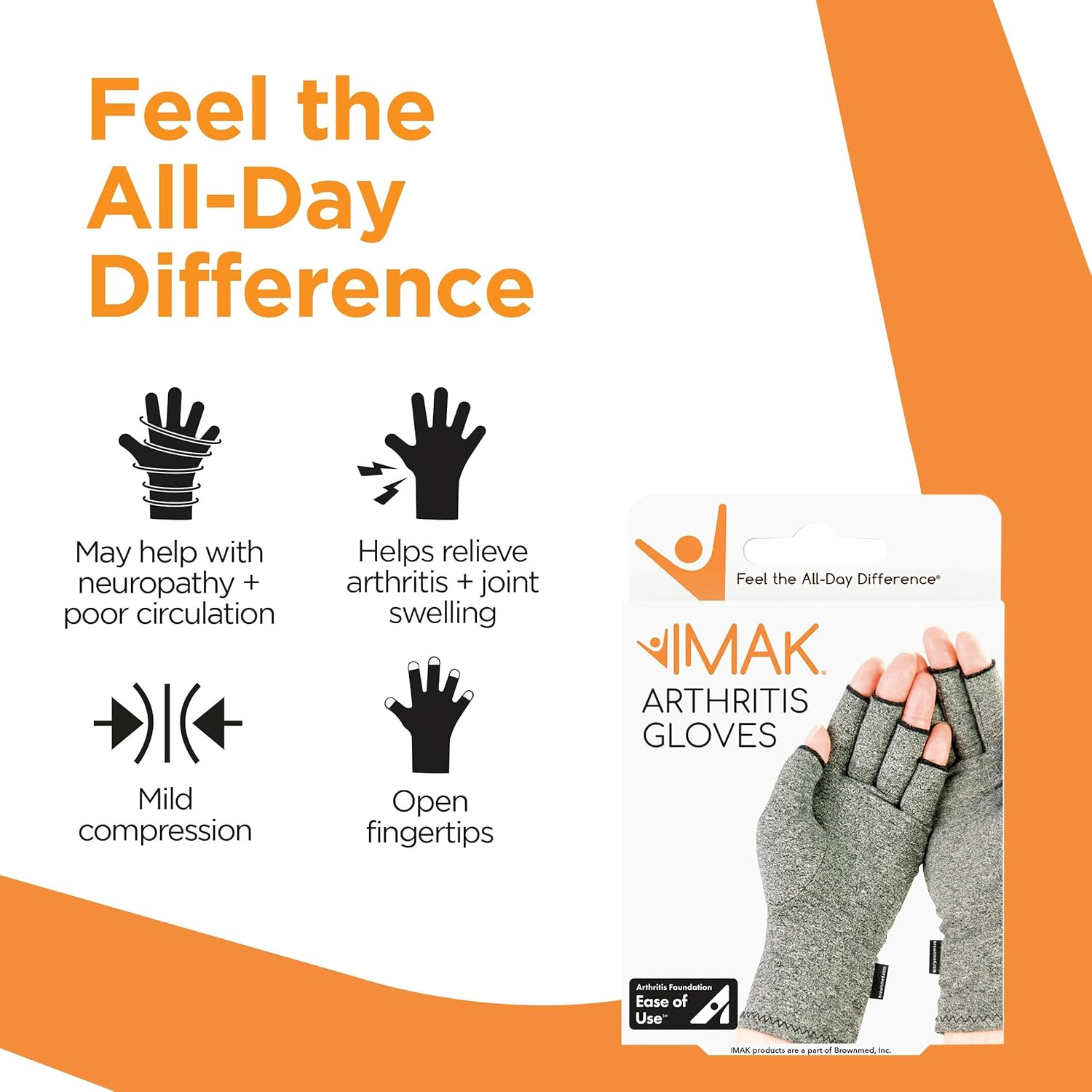 IMAK Compression Arthritis Gloves, Relieves Arthritic Aches, Pain, & Joint Swelling, Open Fingertip Gloves Provide Compression, Warmth, & Comfort, Increases Poor Circulation, Small, Pair, up to 7.94Cm image number 4
