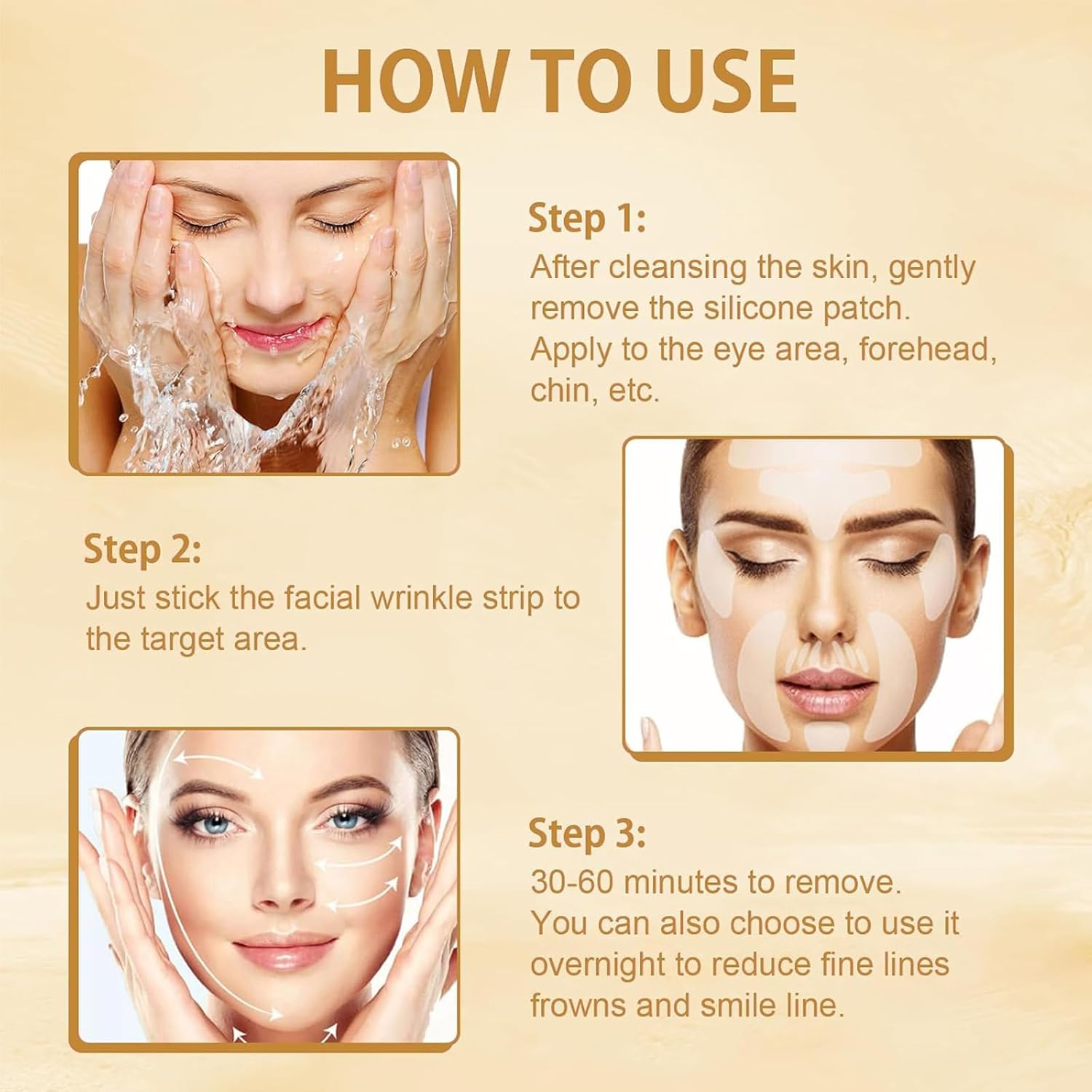 Itadaku 16 Pcs Face Anti-Wrinkle Patches, Reusable Silicone Forehead & Eye Wrinkle Pads, Transparent Chin and Mouth Patches for Skin Elasticity, Skin Lifting, and Reducing Wrinkles