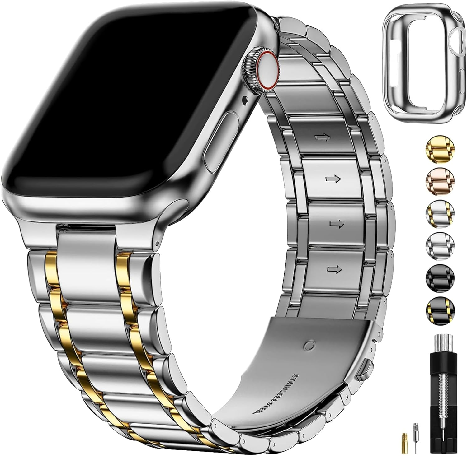Fullmosa Bands Compatible with Apple Watch Band 45Mm 44Mm 42Mm 46Mm 49Mm 41Mm 40Mm 38Mm with Case,Steel Watch Bracelet Metal Strap for Iwatch Series 11 10 9 8 7 6 5 4 3 2 1 SE3/2/1 Ultra3/2/1 image number 7
