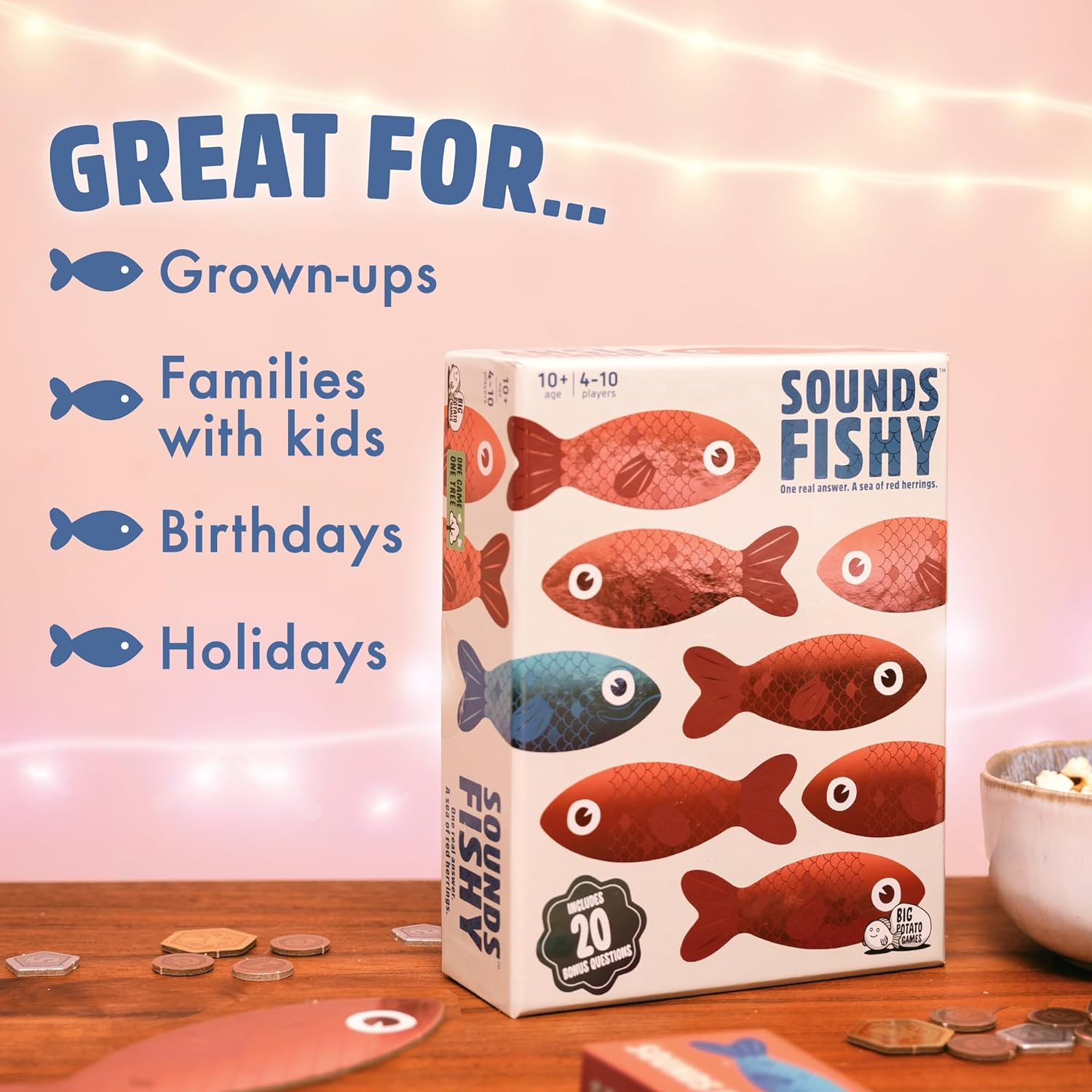 Sounds Fishy: the Fast-Thinking, Bluffing Family Board Game for Kids 10+ and Adults &mdash; Best New Board Games, Family Quiz Game image number 3