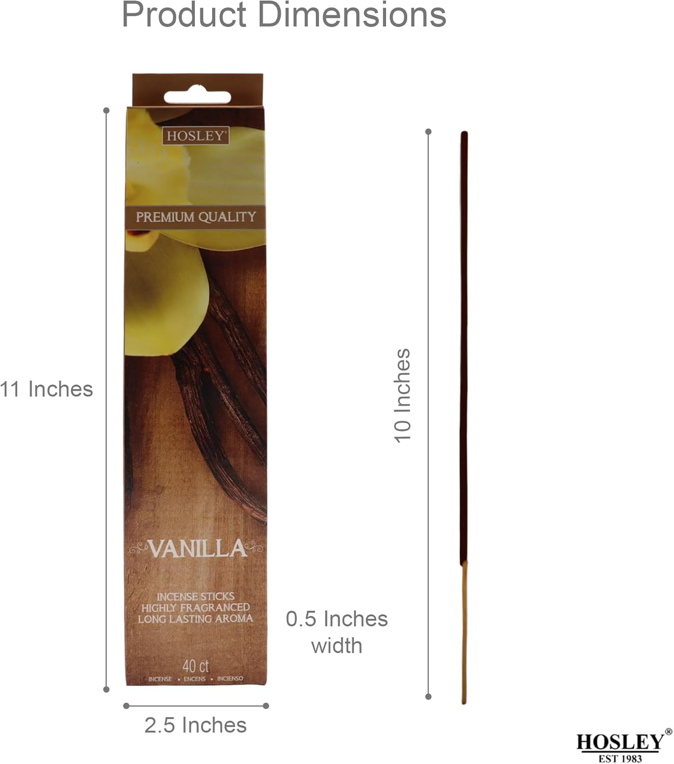 Hosley Vanilla Fragrance Incense Sticks Essential Oils Infusion for Long-Lasting Aromatherapy Bliss Holistic Relaxation in Every Box Pack of 240 Incense Stick image number 2