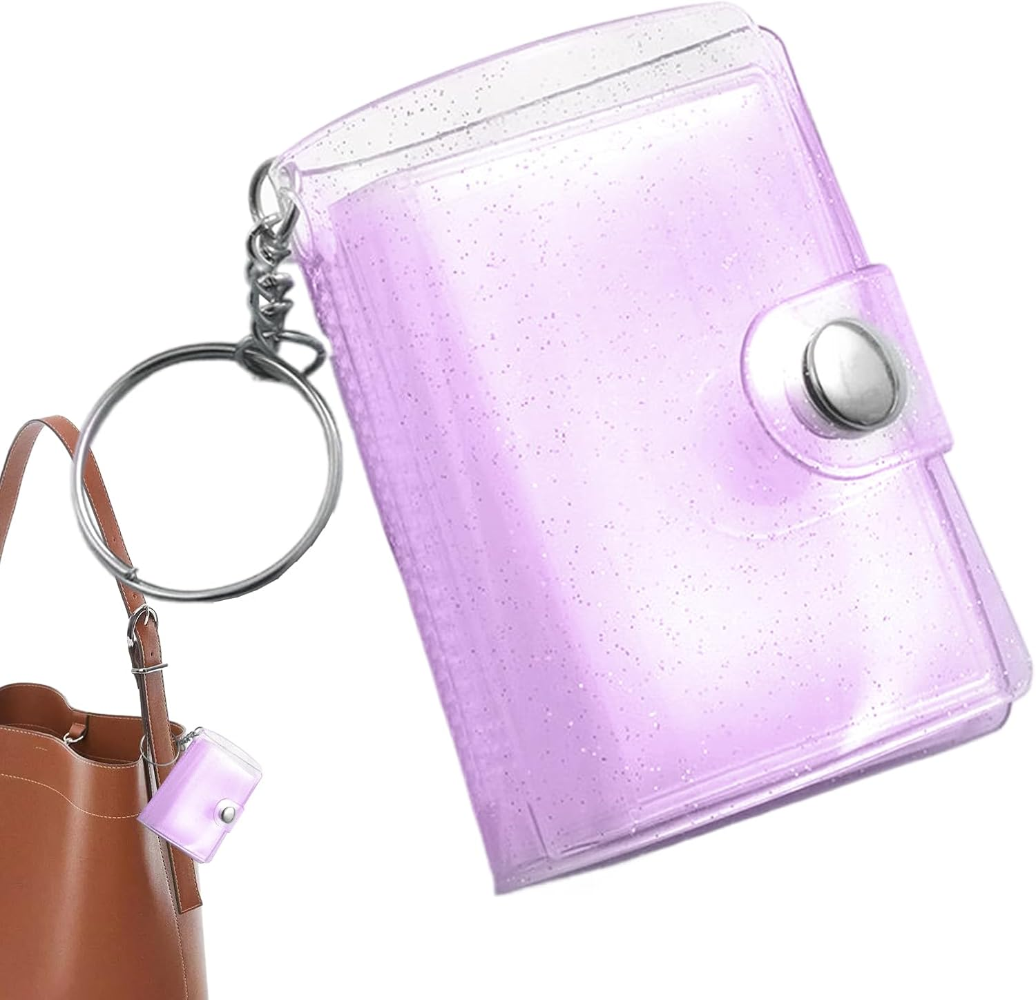 Keychain Album - 24 Pockets Mini Photo Binder Charm Transparent Back Binder Photo Storage | Cute Album Keychain for Adults Wallet, Backpack,Backpack,S