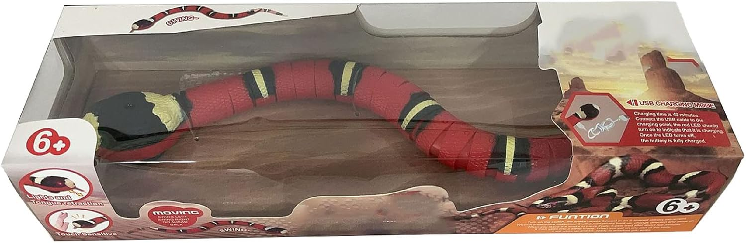 Smart Sensing Snake Toy for Cats, Interactive Simulation Induction Electric Snake Toy for Cats, Dogs & Kids - USB Rechargeable, Automatically Senses Obstacles