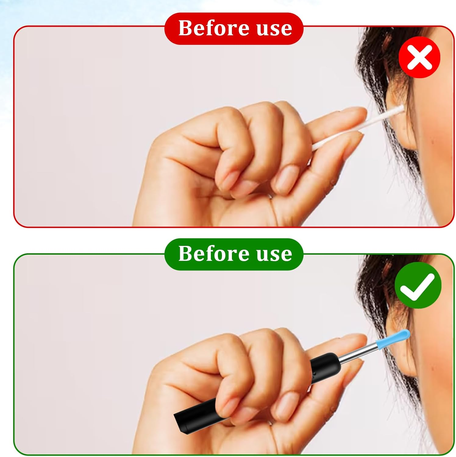 Ear Wax Removal Replacement Tips for Ear Camera 30Pcs Ear Spoons Tips for Wet Dry Ear Wax Cleaning Ear Spoon Accessories Set Reusable Silicone Soft Cleaning Reuse Cap for Teens Adults