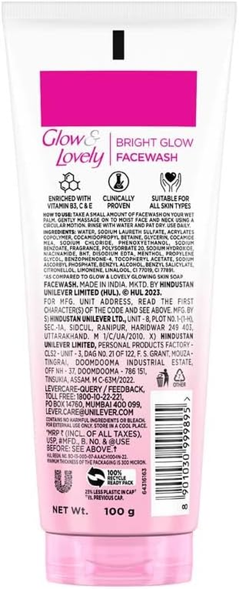 Fair & Lovely Instant Glow with Fairness Multivitamin Facial Cleansing 100Ml image number 1