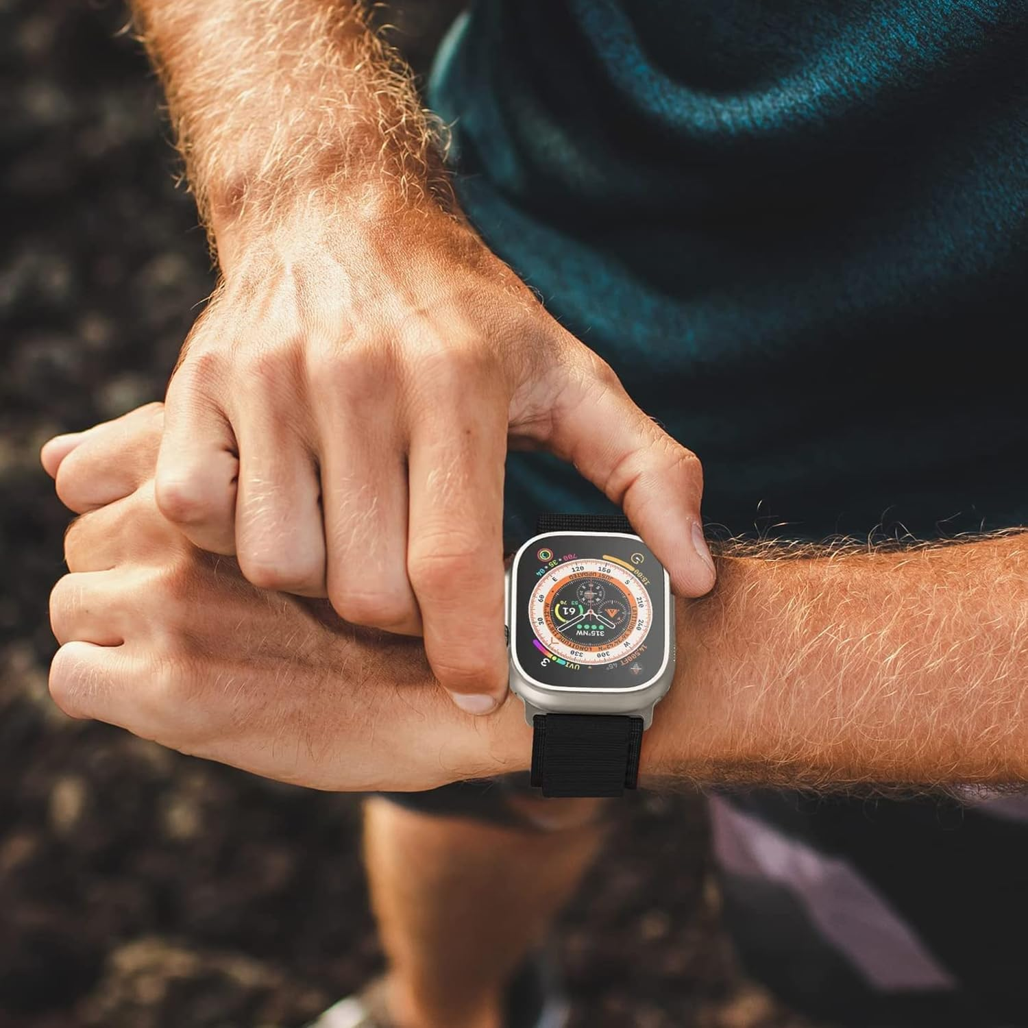 3 Pack Alpine Loop Compatible with Apple Watch Straps 40Mm 44Mm 46Mm 38Mm 42Mm 41Mm 45Mm 49Mm for Women Men, Nylon Sport Loop Replacement Band for Iwatch Ultra 2 1 SE Series 10 9 8 7 6 5 4 3 2 1 - Black/Green/Navy image number 4