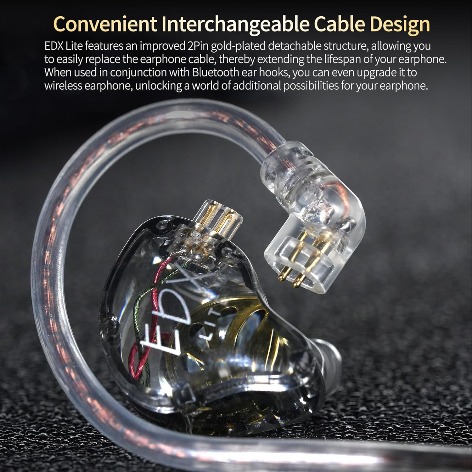 KZ EDX Lite IEM Headphones, Super-Linear Dynamic Driver Unit Wired Earphones, in Ear Monitors 1DD Deep Bass Gaming Earbuds with Removable C Pin IEM Cables for Running (Without Mic, Clear) image number 3