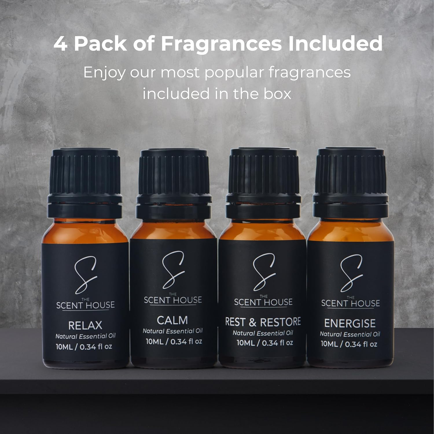 Dual Aromatherapy Diffuser | 2-In-1 Essential Oil Diffuser & Odour Eliminator + 4 Essential Oils. Stylish, Quiet, Compact, Rechargeable Mist Oil Diffuser Essential Oils/Aroma Diffuser/Room Diffuser