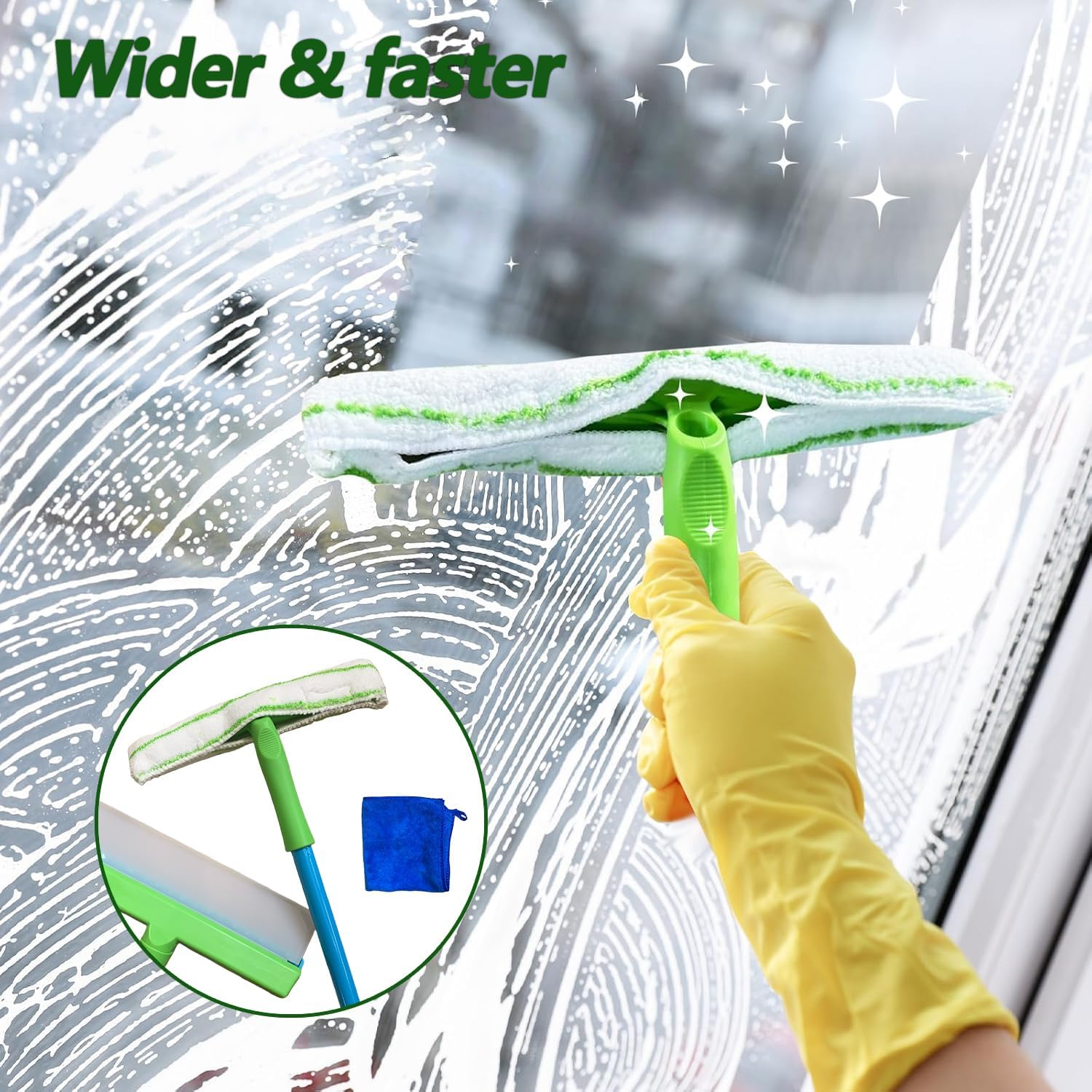 Window Cleaning Kit Squeegee Silicone Window Squeegee Kit 3 in 1 Window Cleaning Scraper for Shower Glass Mirror Door Car Effective Glass Cleaning Tool image number 2