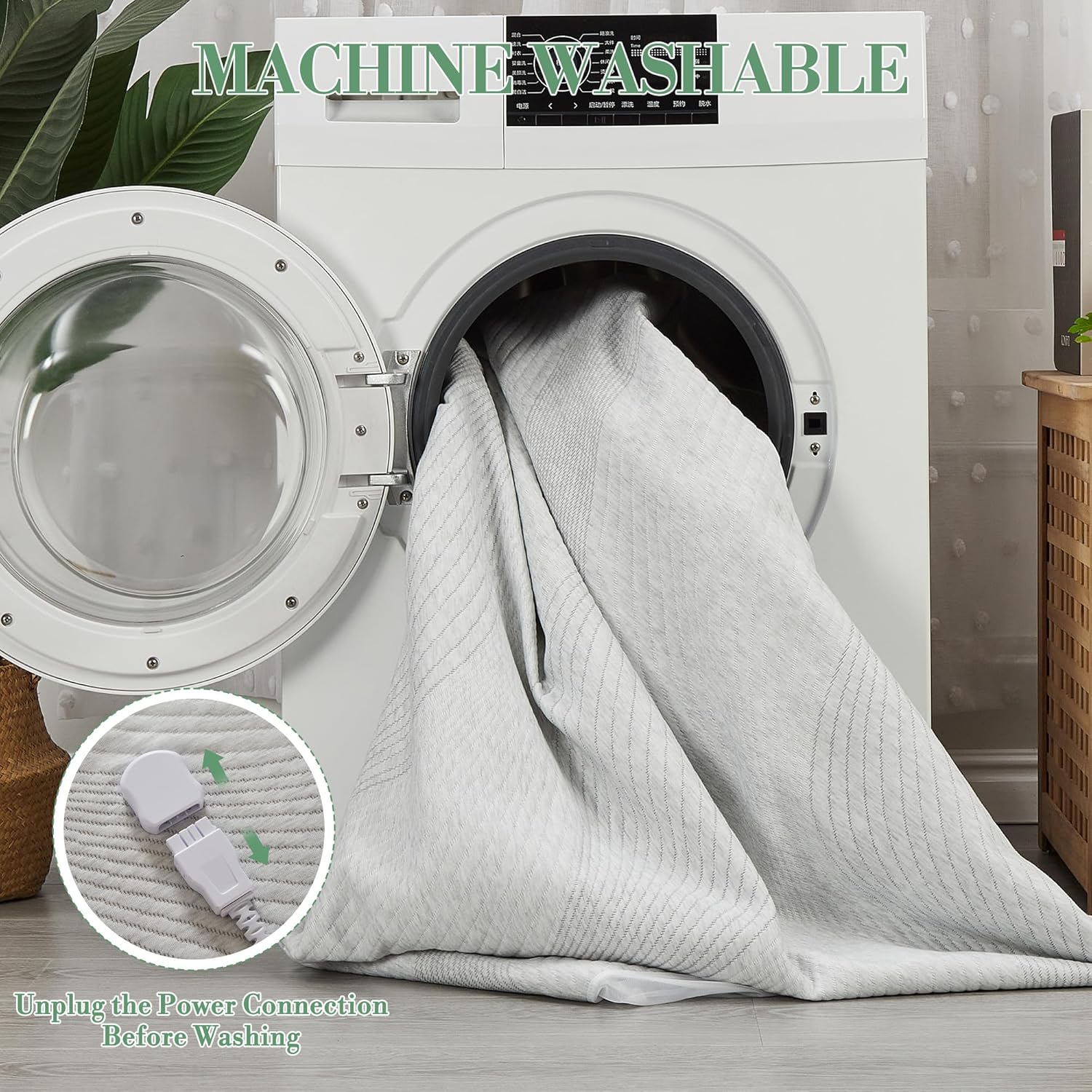 Dual Control Air-Layer Electric Blanket Queen, 150X200Cm Breathable Heated Underblanket with 10 Heat Settings & 9-Hour Auto Off, Washable Fully Fitted Heated Mattress Pad with Overheat Protection