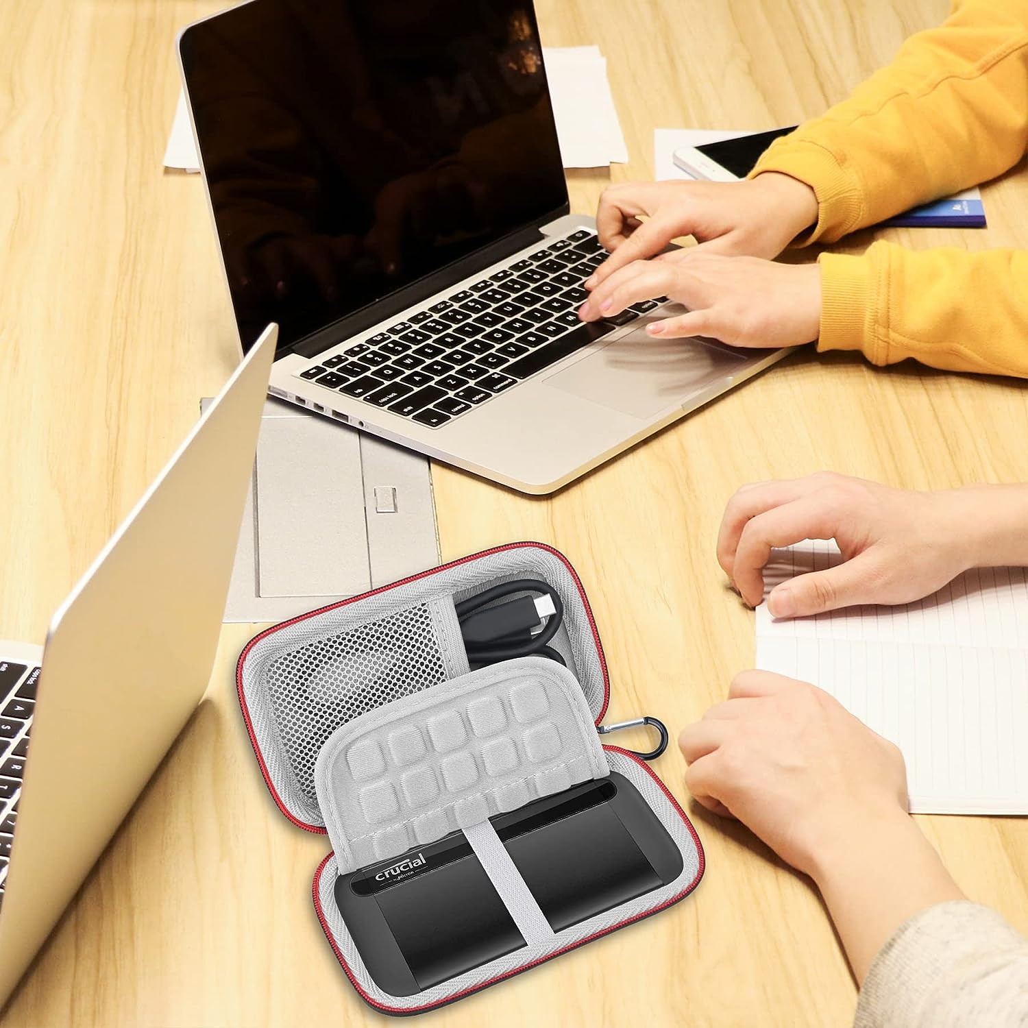 Lacdo Hard Carrying Case for Crucial X8 Portable Solid State Drives 1TB 2TB 4TB USB 3.2 External SSD Hard EVA Shockproof Storage Travel Bag, Black+Gray image number 1