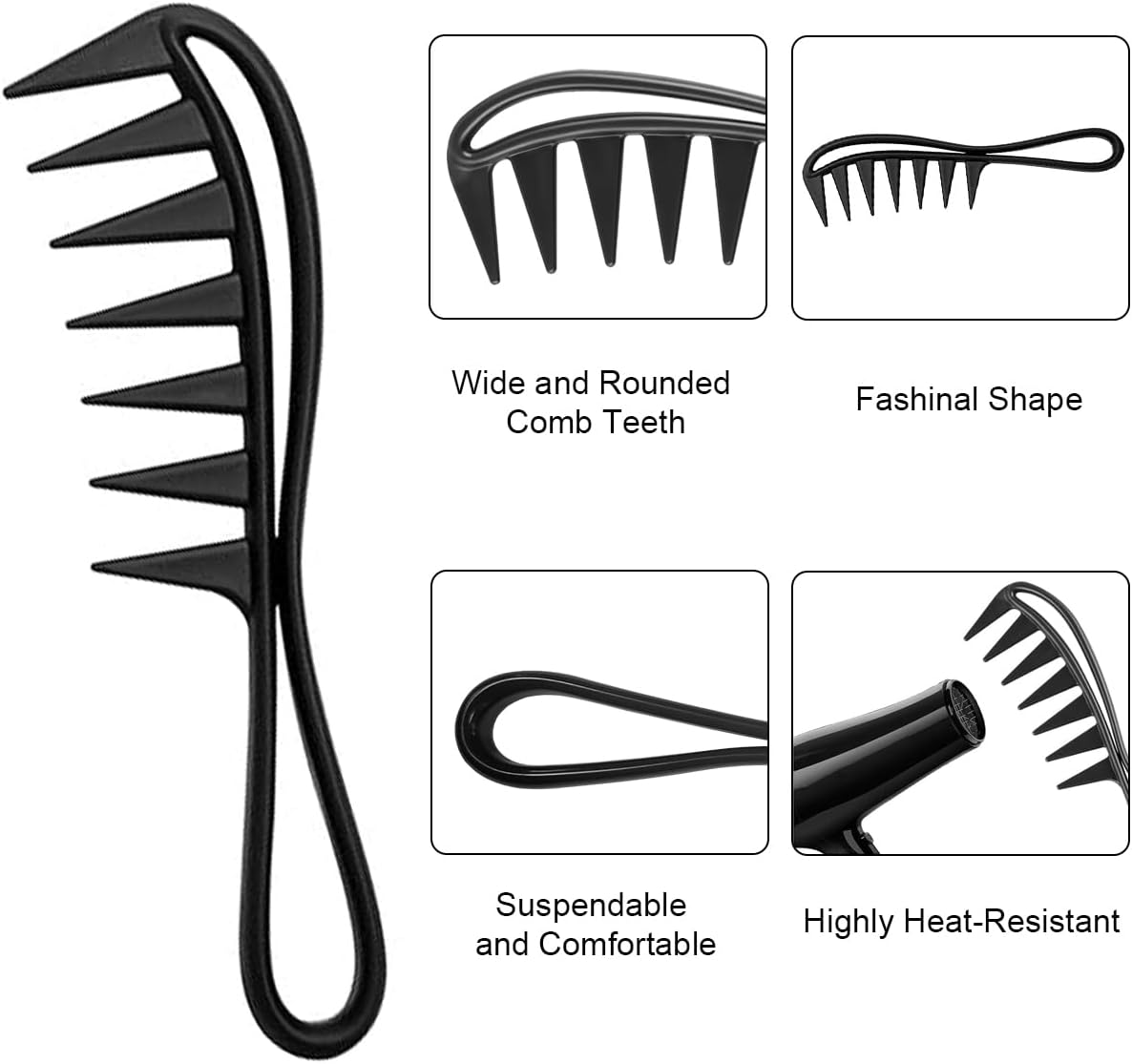 Ruayia Teeth Combs + Shark Tooth Comb Women, Wide Tooth Comb Kit for Men, Hair Styling Salon, Highlight Comb, Wide Tooth Comb, Curling Brush, Curling Comb, Coarse Teeth - Blue