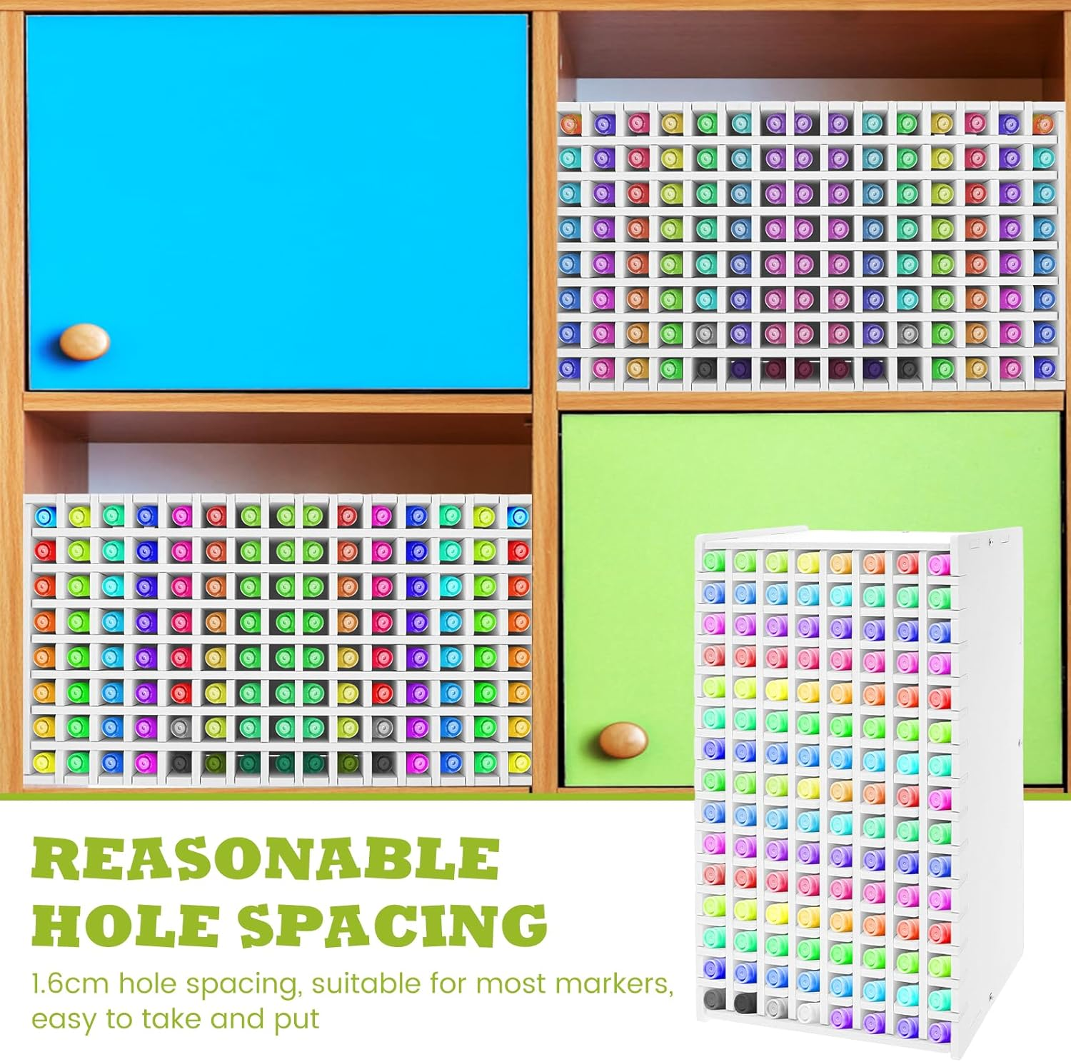 DJAPWPX Art Marker Storage Rack, 120 Slots Marker Organizer Rack, Minimalist Marker Holder Organizer, Dustproof Marker Organizer, Art Marker Holder for Markers Pens Makeup Brushes