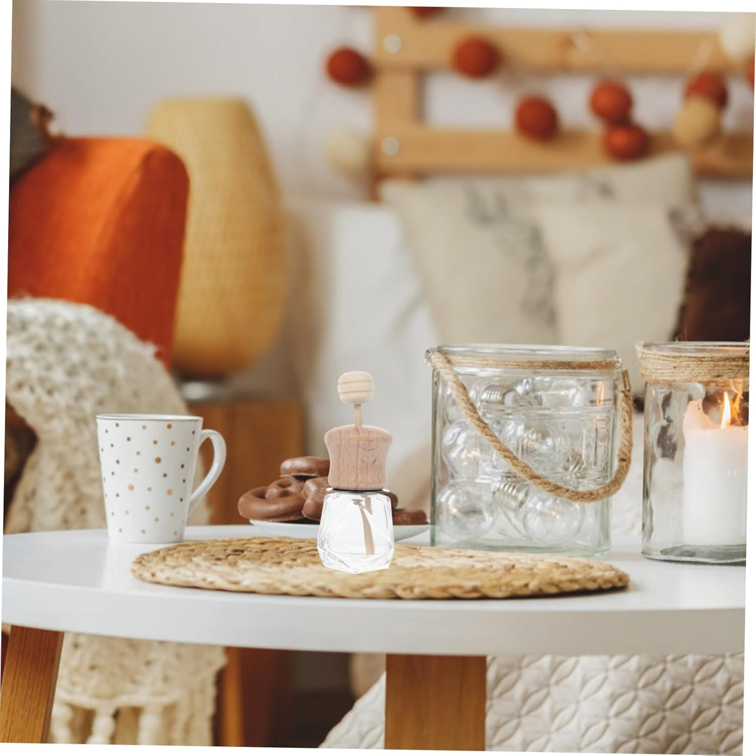 Holibanna 3Pcs Car Air Freshener Bottles Aromatherapy Diffuser Containers Wooden Lid for Essential Oils Vent Clip for Home Office Vehicle Use image number 2