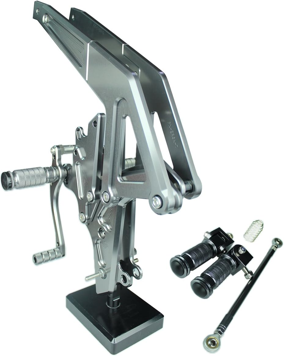 FXCNC CNC ER6N ER6F Billet Motorcycle Rearsets Foot Pegs Rear Set Footrests Fully Adjustable Foot Boards Compatible with Ninja 650R ER-6F ER-6N 2012-2014