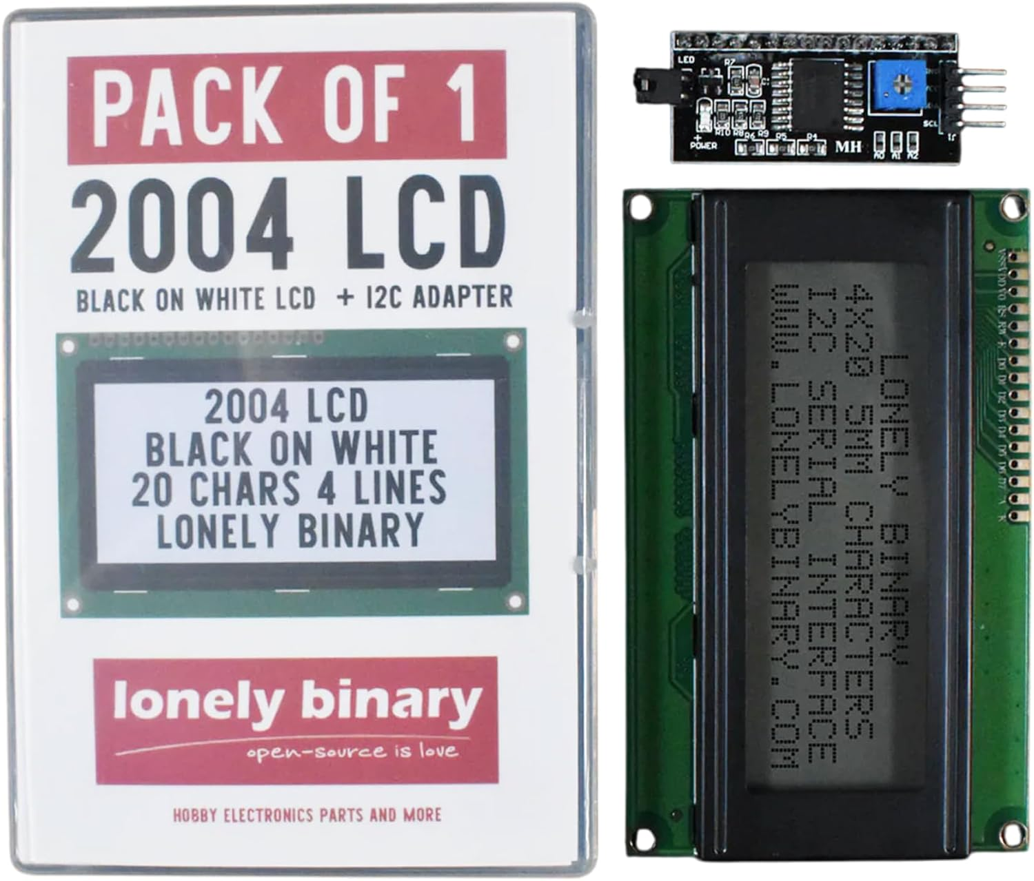 20X4 2004 LCD Black on Green Display HD44780 Module with I2C Backpack for Arduino, ESP32 and Raspberry PI PICO Projects (Green)