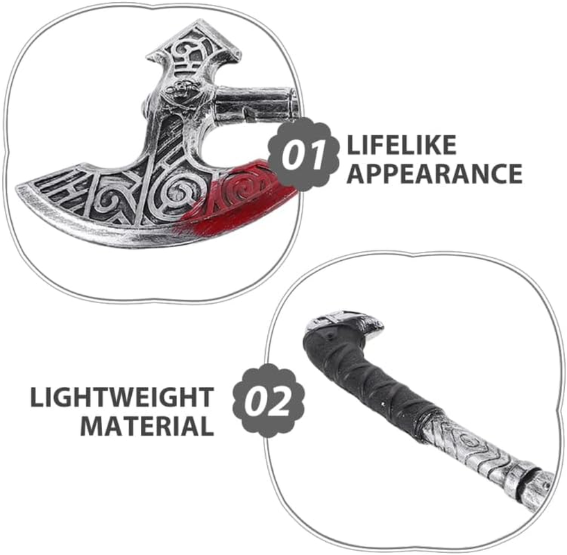Healeved Viking Costume Axe: Plastic Party Axe Prop Accessories for Halloween Cosplay Role Play Medieval Theme Party Decorations