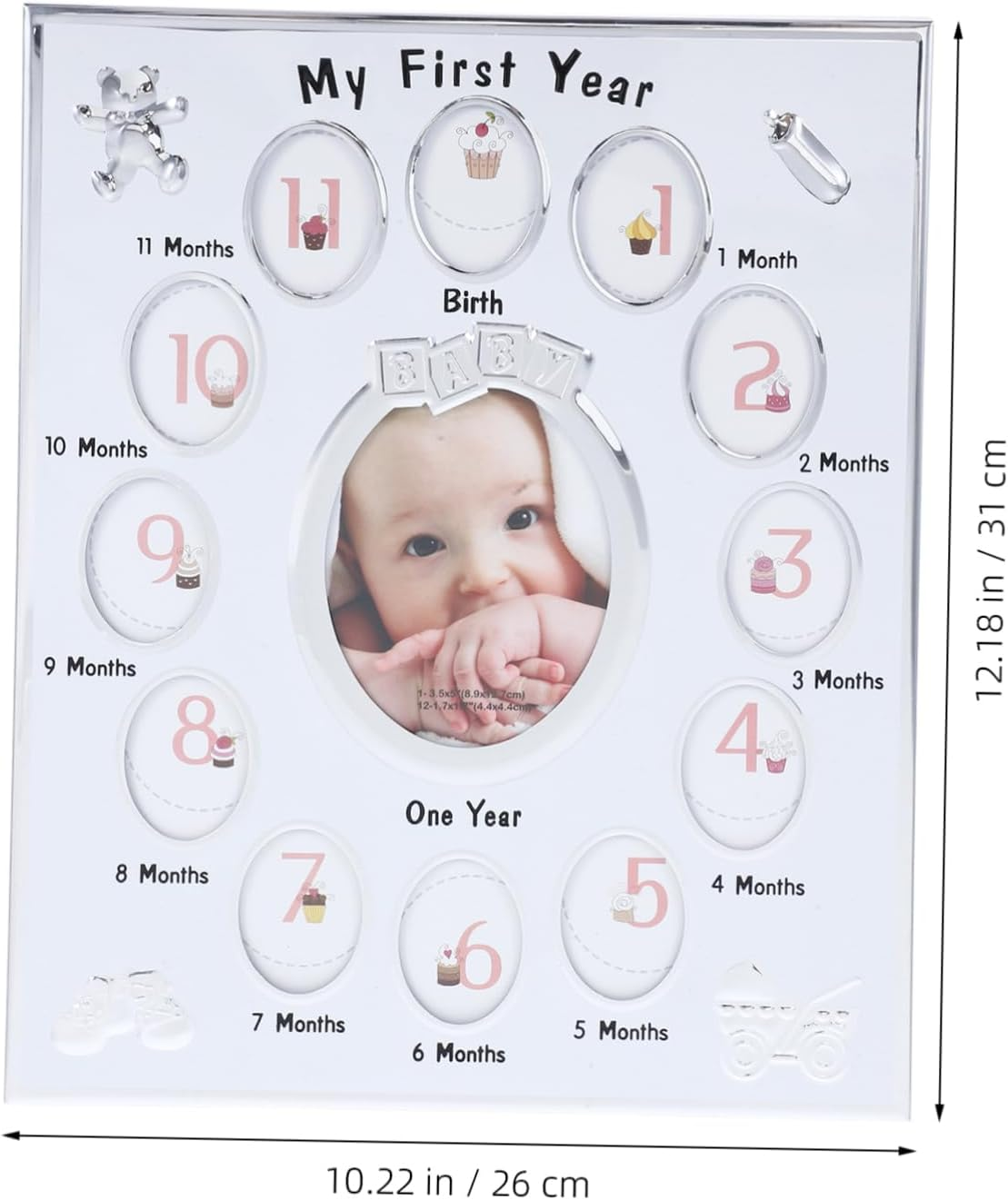 White Months Photo Frame Newborn Growth Record Display Rack for Boy Girl Cherishing Memories with Safe Material and Creative Design image number 5