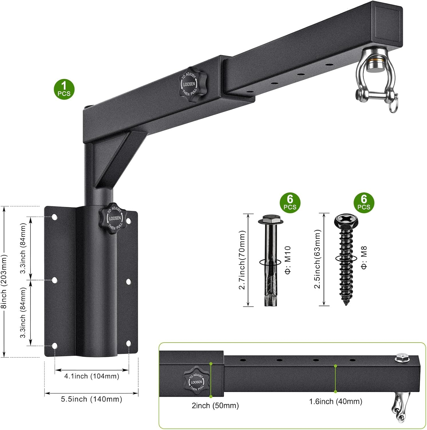 Benelabel Wall Mount Heavy Bag Hanger, Punching Bag Wall Bracket for Home Gym Indoor Outdoor, 17-25" Length Adjustment and 13-17" Height Adjustment, 800 LB Capacity image number 5