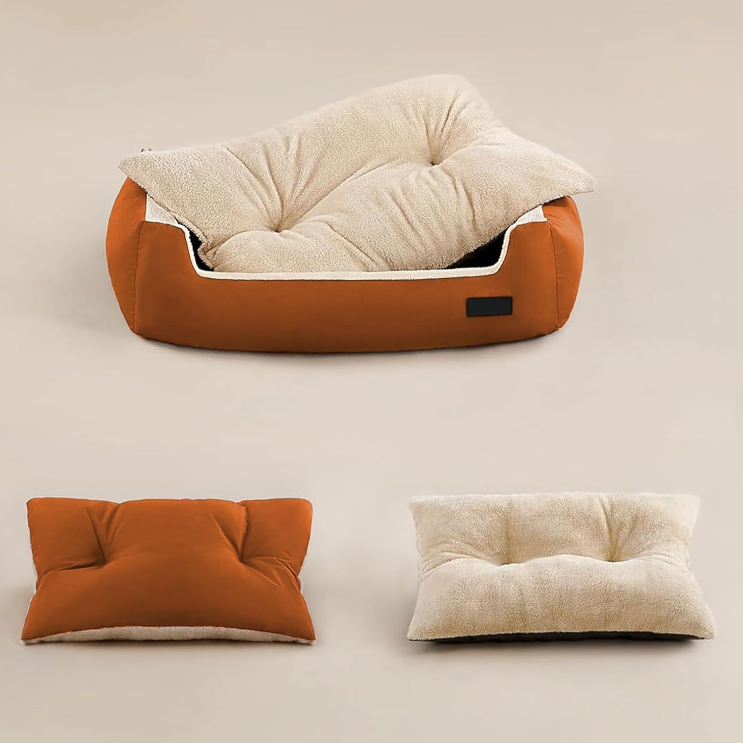 Annuoyi Dog Bed，Dog Bed for Small Medium Large Dogs, Dog Sofa Bed Rectangle Pet Bed Washable Dog Bed Cozy Faux Fur Large Dog Bed Cushion,40 * 50Cm（Brown） image number 5