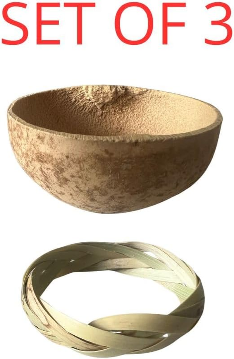 EMPORION Mezcal Jicaras Set of 3 Hand-Carved Artisan Copitas from Mexico with Natural Fiber Carrizo Base for Mezcal and Tequila (2 Oz) image number 4