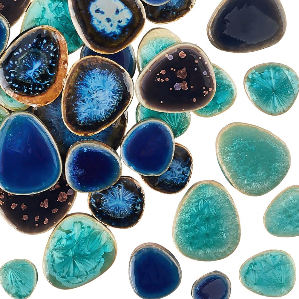 1 Box 200G Broken Ceramic Tile Irregular Mosaic Tiles Bulk Mixed Shapes Colorful Porcelain China Tiles Pieces for DIY Crafts Plates Flowerpots Vases Cups Home Decor Mosaic Arts Supplies image number 3