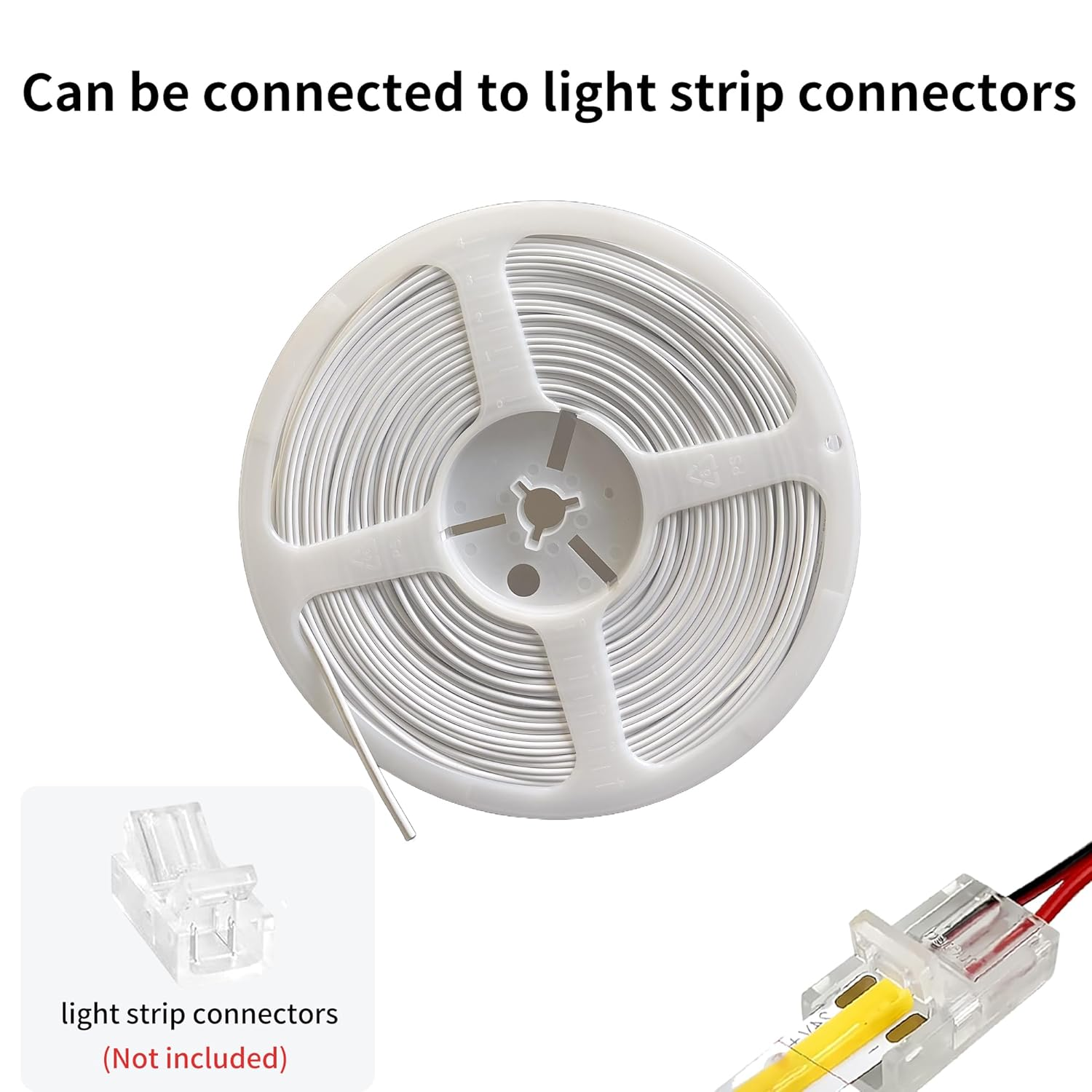 Clearhil 24AWG Electrical Wire, 15M/49.2Ft, 2 Pin White Cable, Extension Wire, for 12V/24V DC Cable for Led Strips Single Colour image number 2
