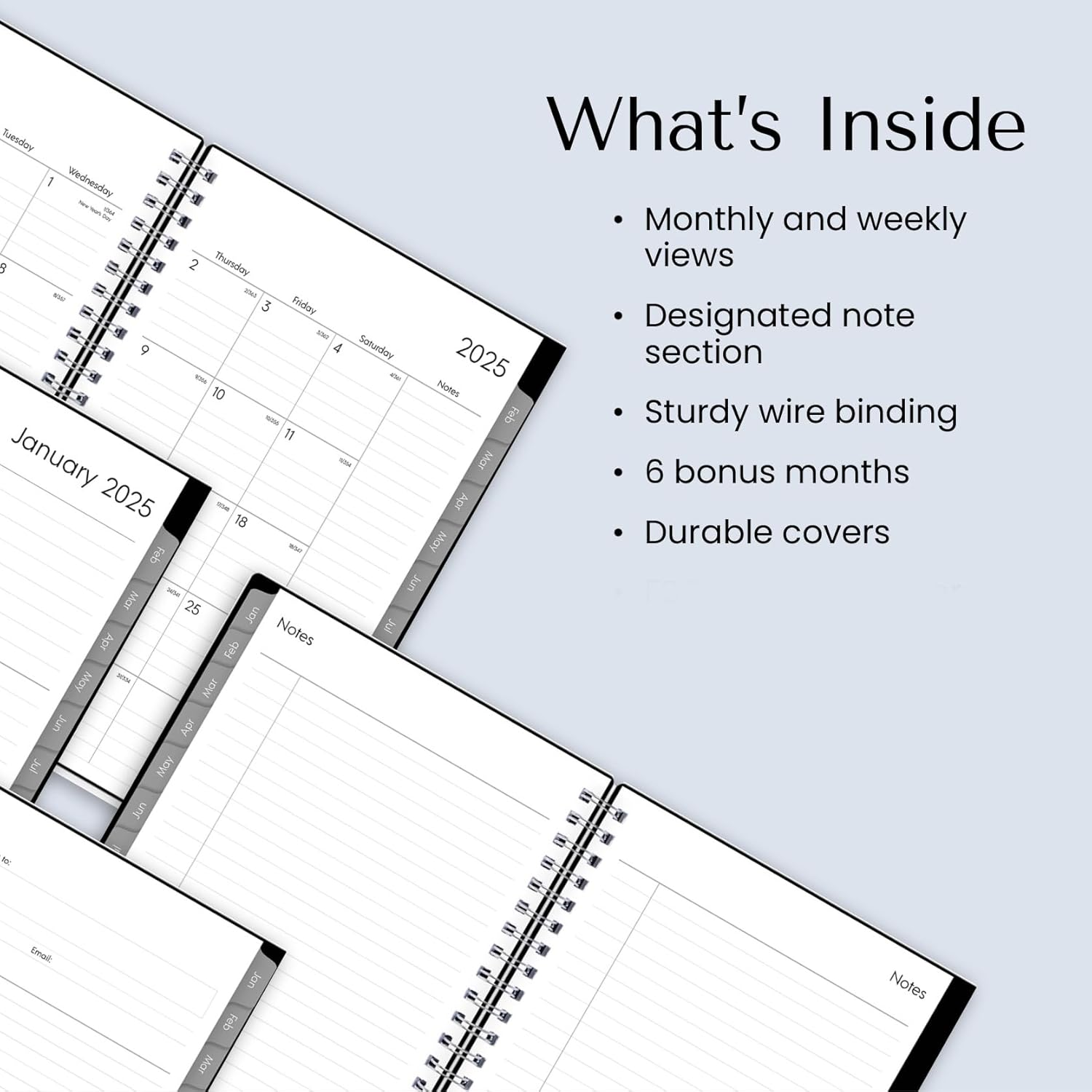 Blue Sky 2025 Weekly and Monthly Planner Calendar, Includes January 2025 - December 2025, 5" X 8", Flexible Cover, Laminated Tabs, Wirebound, Enterprise image number 3