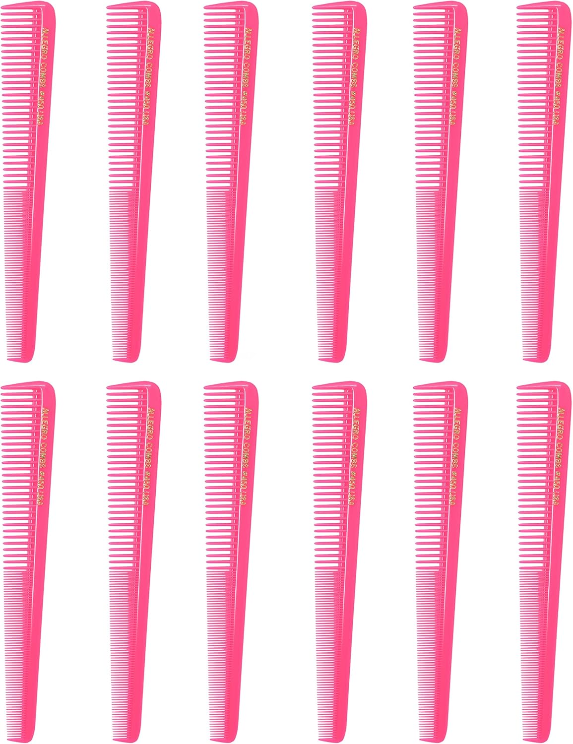 Allegro Combs 450 Tapered Hair Combs Barber Combs Hair Cutting Combs Hairstylist Combs Women'S Combs Men'S Pocket Combs 12 Pcs. (NEON PINK) image number 5