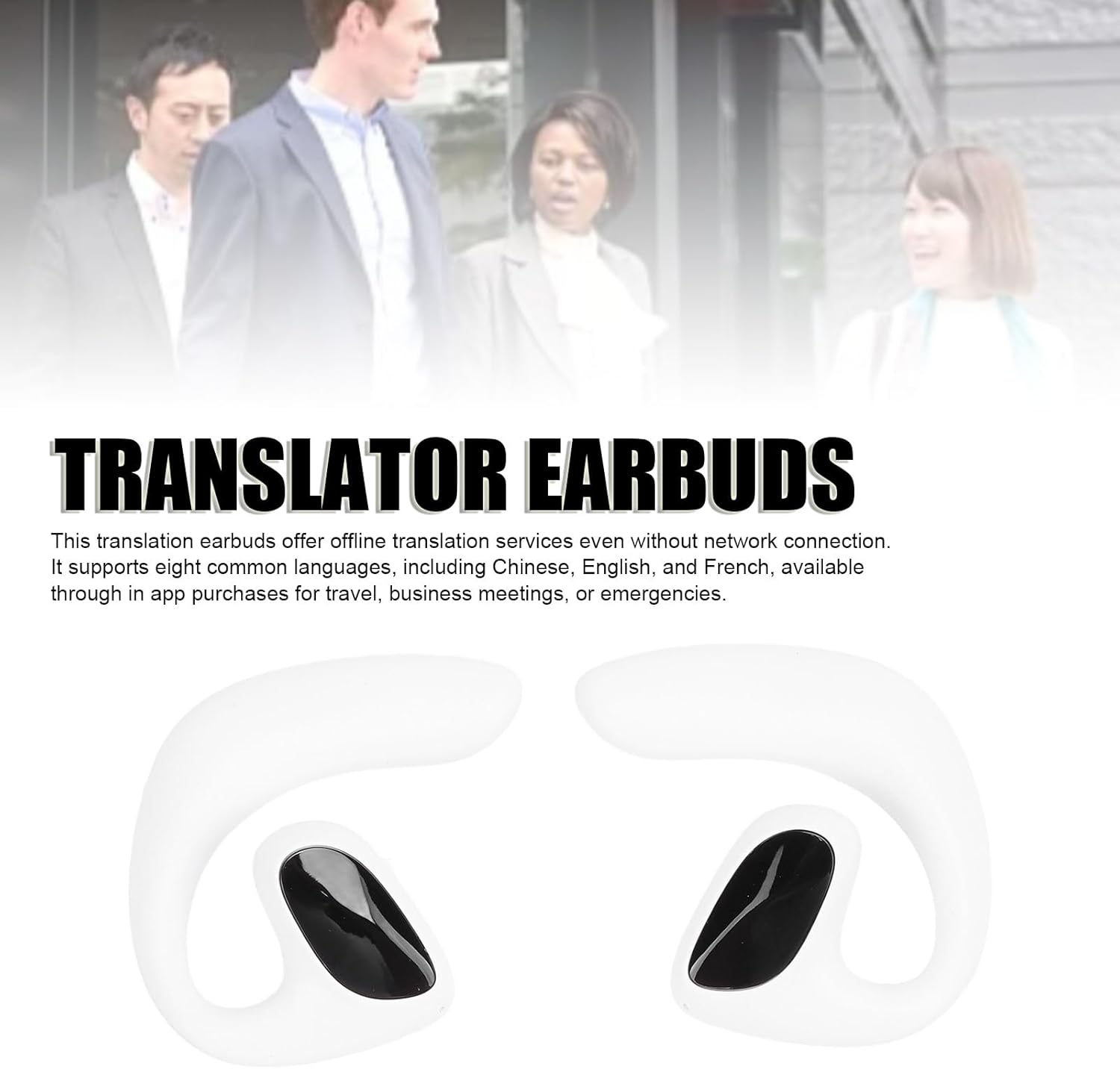 Ejoyous M8 Smart Translation Earbuds Supports 144 Languages Online, 8 Offline (In-App Purchase) Bluetooth 5.3, 10M Range 8-10H Playtime, ABS Fit Android 5.0+/Ios 9.0+