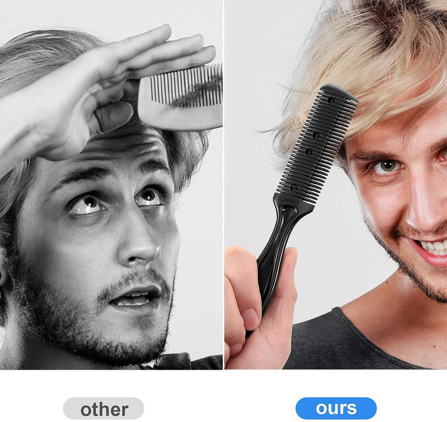 SWYSGS Pack of 2 Thinning Knife Hair Razor Comb with 10 Replacement Blades Double-Sided Hair Cutting Trimmer Comb Thinning Hair Cutting Tool for Haircut and Styling, White and Black image number 5