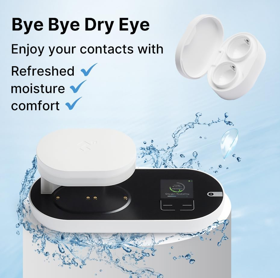 3N Reo2 Contact Lens Cleaner, Electrophoresis Technology, FDA 510K Approval, with Mirror and Tweezer, Deep Clean Daily Disposable, Weekly and Monthly Lens, Advanced Contact Lens Care Solution (White) image number 4