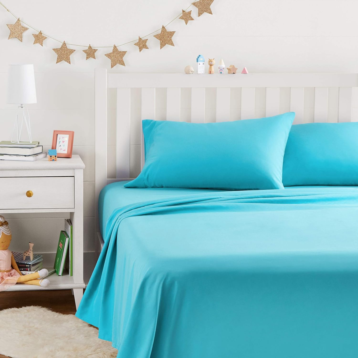 Amazon Basics Kid'S Sheet Set - Soft, Easy-Wash Microfiber, Bright Orange, Twin