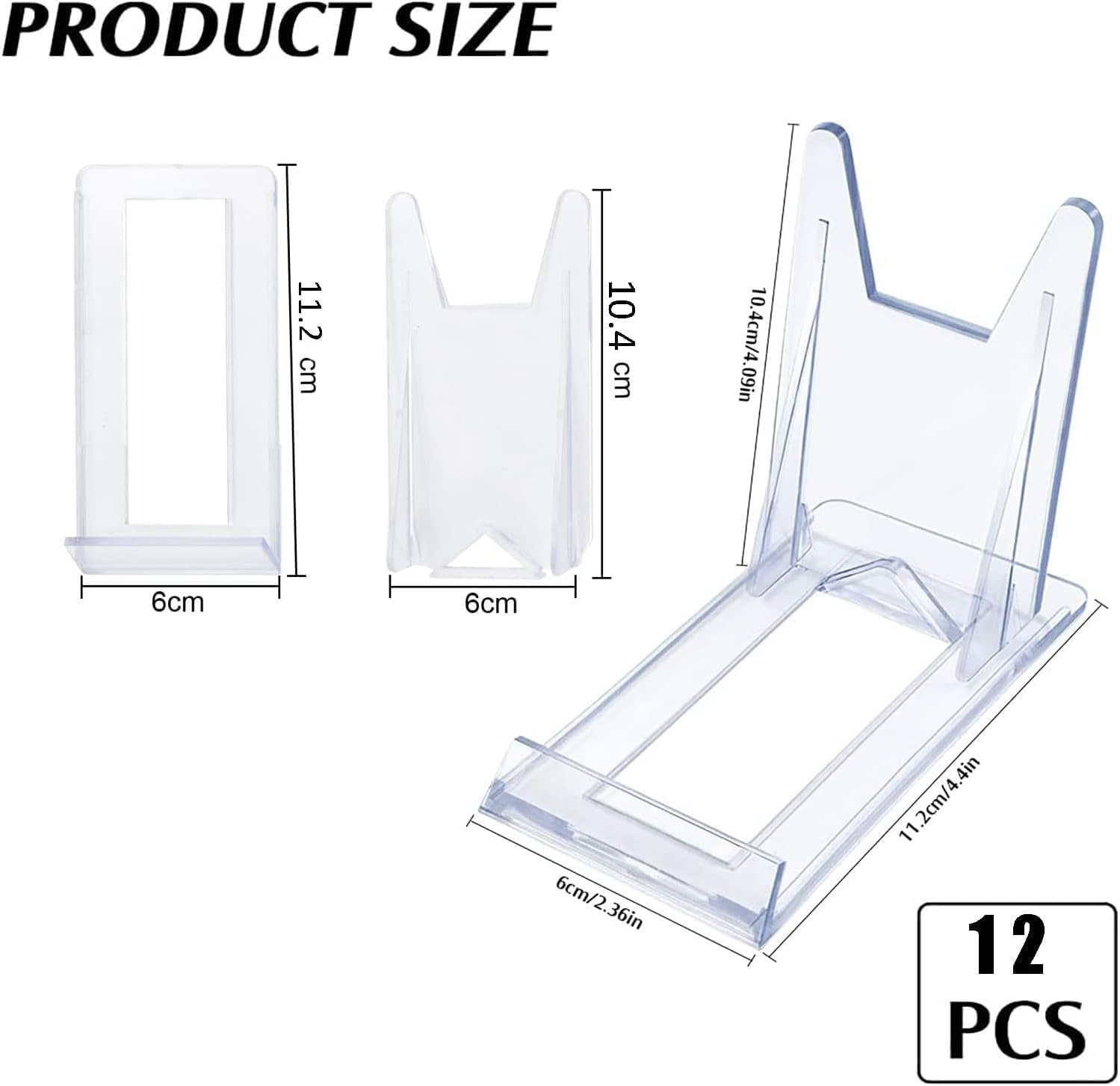 12 Pack Clear Acrylic Plate Stands - Plastic Display Holders & Mini Easels for Pictures or Plates - Ideal for Home, Office, Festival & Party Decor