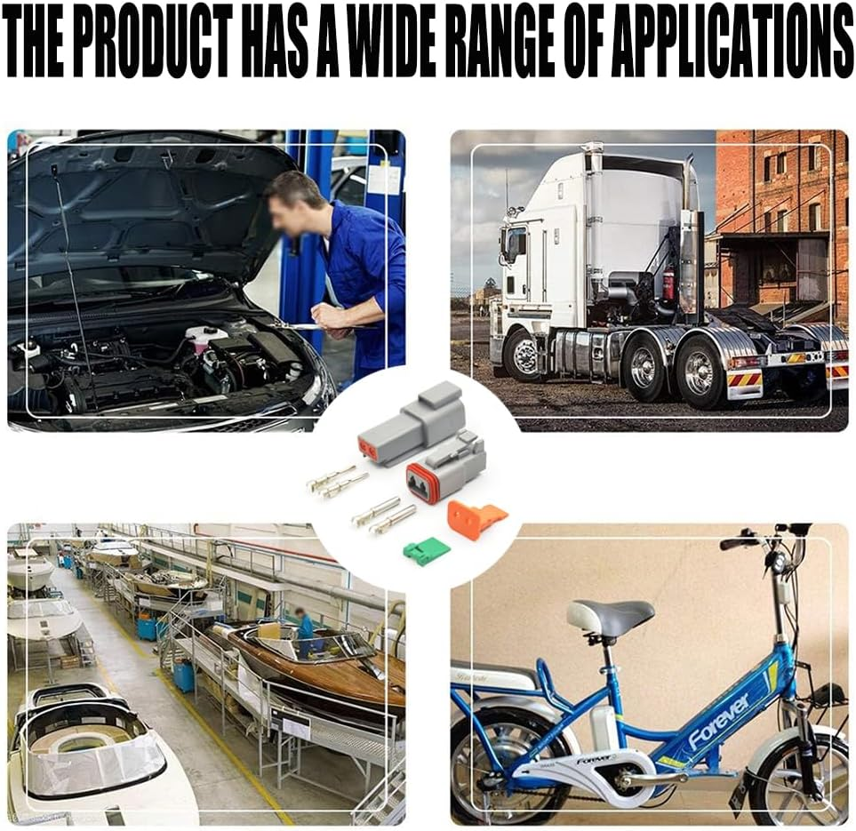 Paifeancodill 2 Pin Deutsch DT Connector Kit, IP68 Waterproof Electrical Automative DT Connectors Kit with 12Pairs Size 16 Stamped Contacts 16-18 AWG, for Car Truck Boat, 6 Sets image number 6