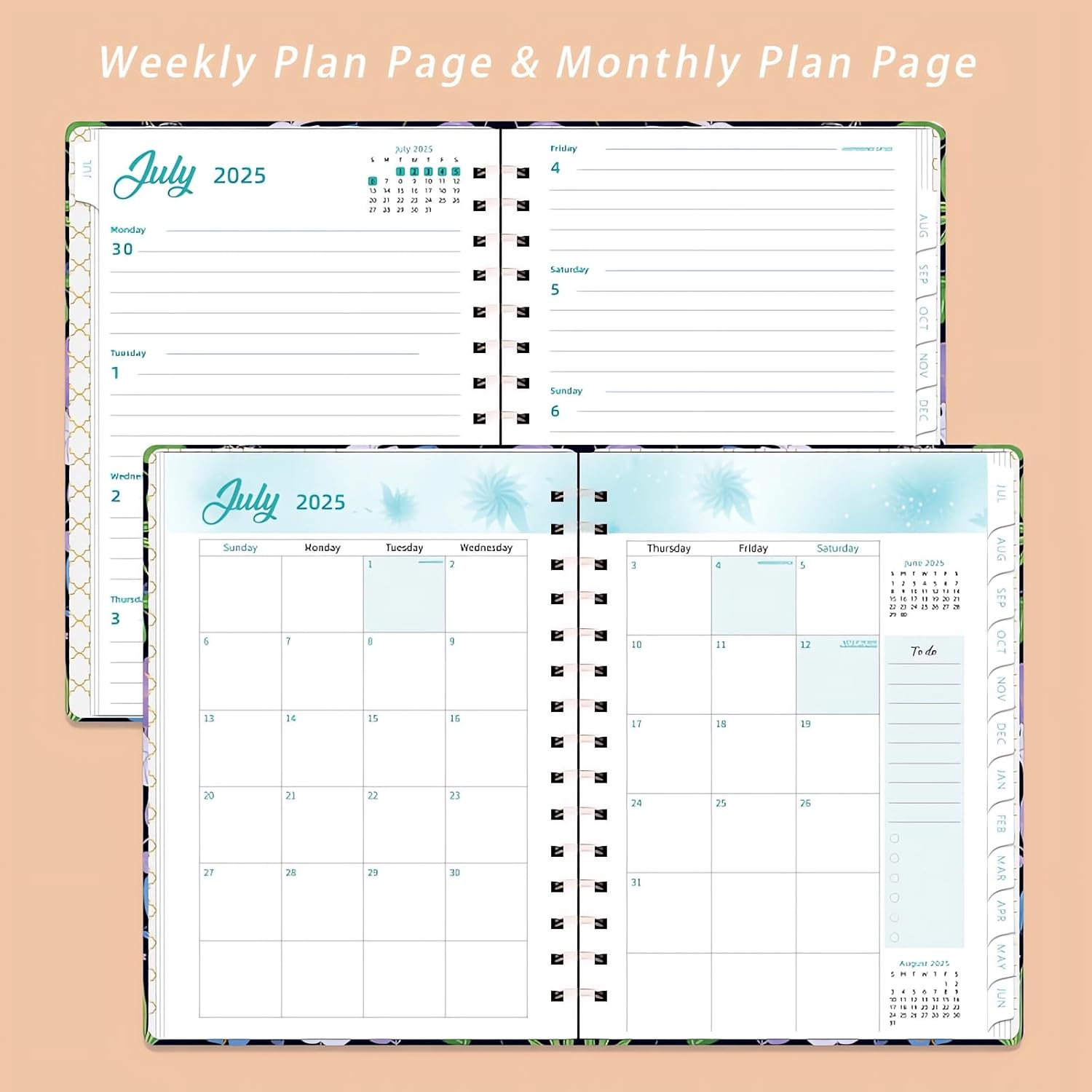 2025-2026 Planner Diary Journal Notebook Weekly Planner Memo A5 Monthly Scheduler Daily Planner Paper for Home Office School Diary Travel Gift Birthday (July 25-June 26) image number 2