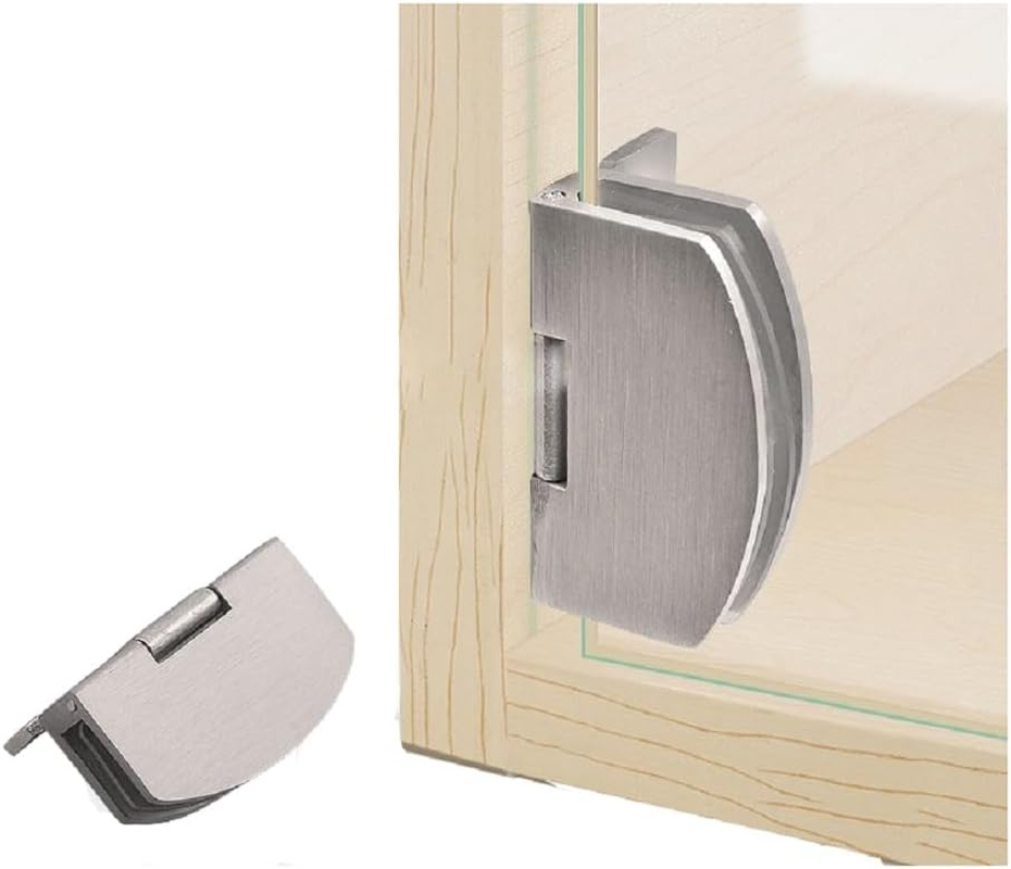 [2 Pieces] Cabinet Door Hinge Bathroom Cabinet Frameless Glass Door Hinge Display Cabinet 90 Degree Hinge for 5-7Mm Glass Door (Black)