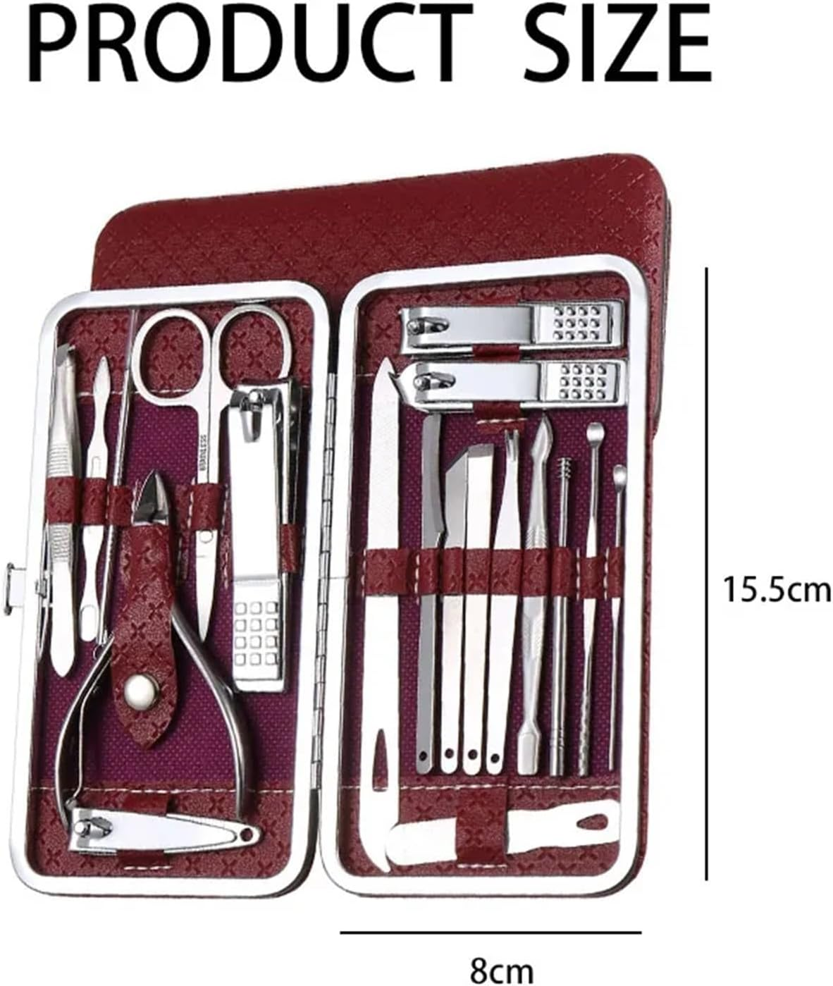 Tools 19Pcs/Set Manicure Kit Nail Clippers Set Stainless Steel Professional Grooming Kits Nail Care Tools with Luxurious Travel Case Professional(Gold) image number 6