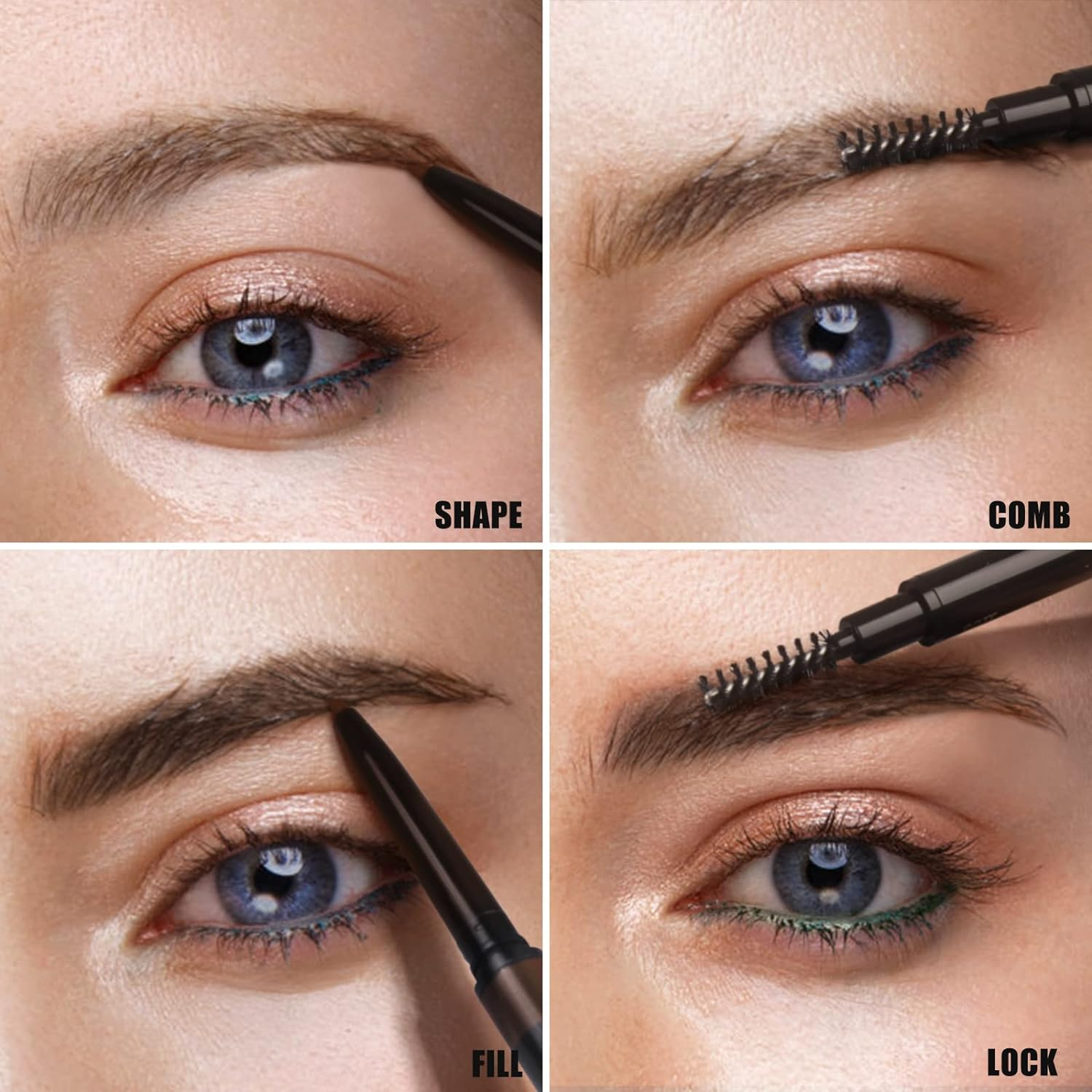 PHOERA Eyebrow Pencil - Natural Look, Black, Easy to Use, Long-Lasting, Waterproof, Precise Application, Vegan & Cruelty-Free (2PC 105, 0.16G) image number 5