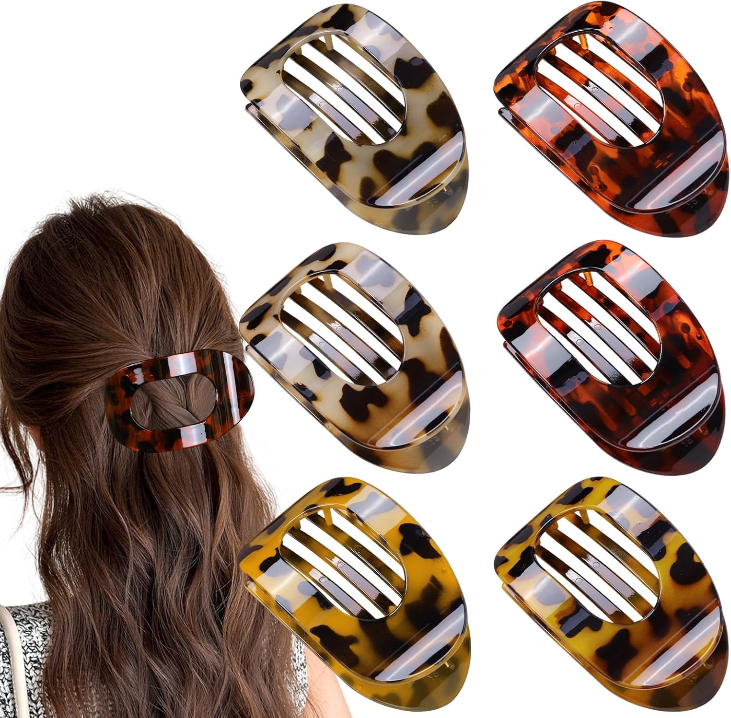 Moerstar Pack of 6 Women'S Hair Clips, Large Simple Elegant Non-Slip Flat Claw Clip Strong Hold Hair Clips for Thick Thin Fine Hair Women Girls (Style 3) image number 3