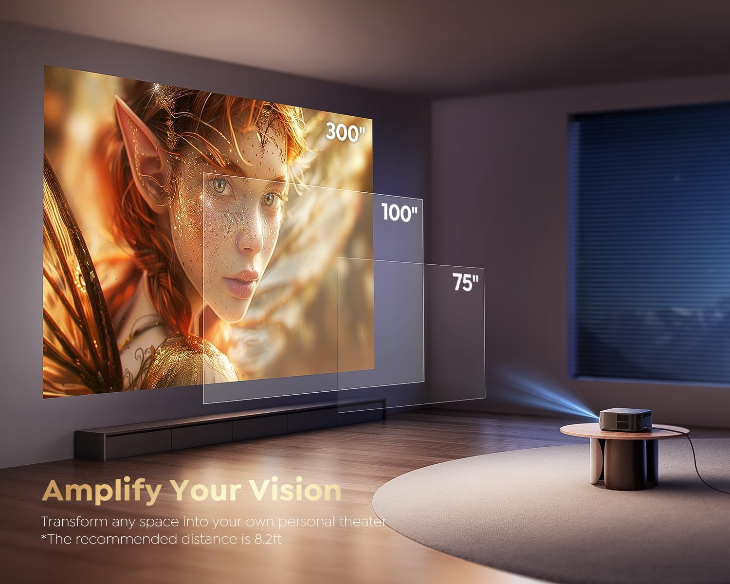 4K Projector【1200 Ansi/Netflix-Licensed Built-In Google Tv/Voice Control】 Real-Time Focus & Keystone Smart Projector, Native 1080P Projector with Wifi 6 and Two-Way Bluetooth for Home Ceiling/Outdoor image number 5