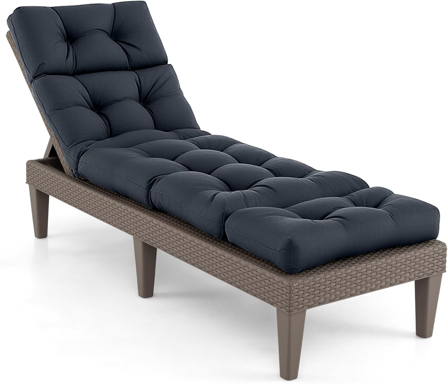 Costway Sunlounger Chair Cushion, High Back Recliner Cushion with 4 Fixing Ties, Thick Padded Reclining Chair Rocking Cushion for Outdoor Indoor (Only Cushion) (1, Grey, 186 X 56 X 11 Cm)