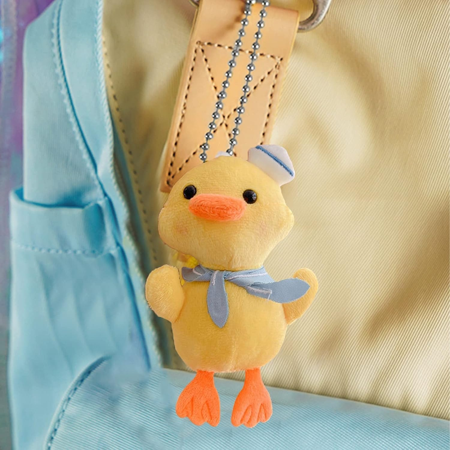 White 14Cm Duck Plush Keychain,Soft Fully Filled Lovely Cartoon Animal Doll Hanging Ornament,Portable Stuffed Duck Doll Plush Key Backpack Pendant Kid Girl Gift Pendant Auto Decoration Auto Decoration image number 1